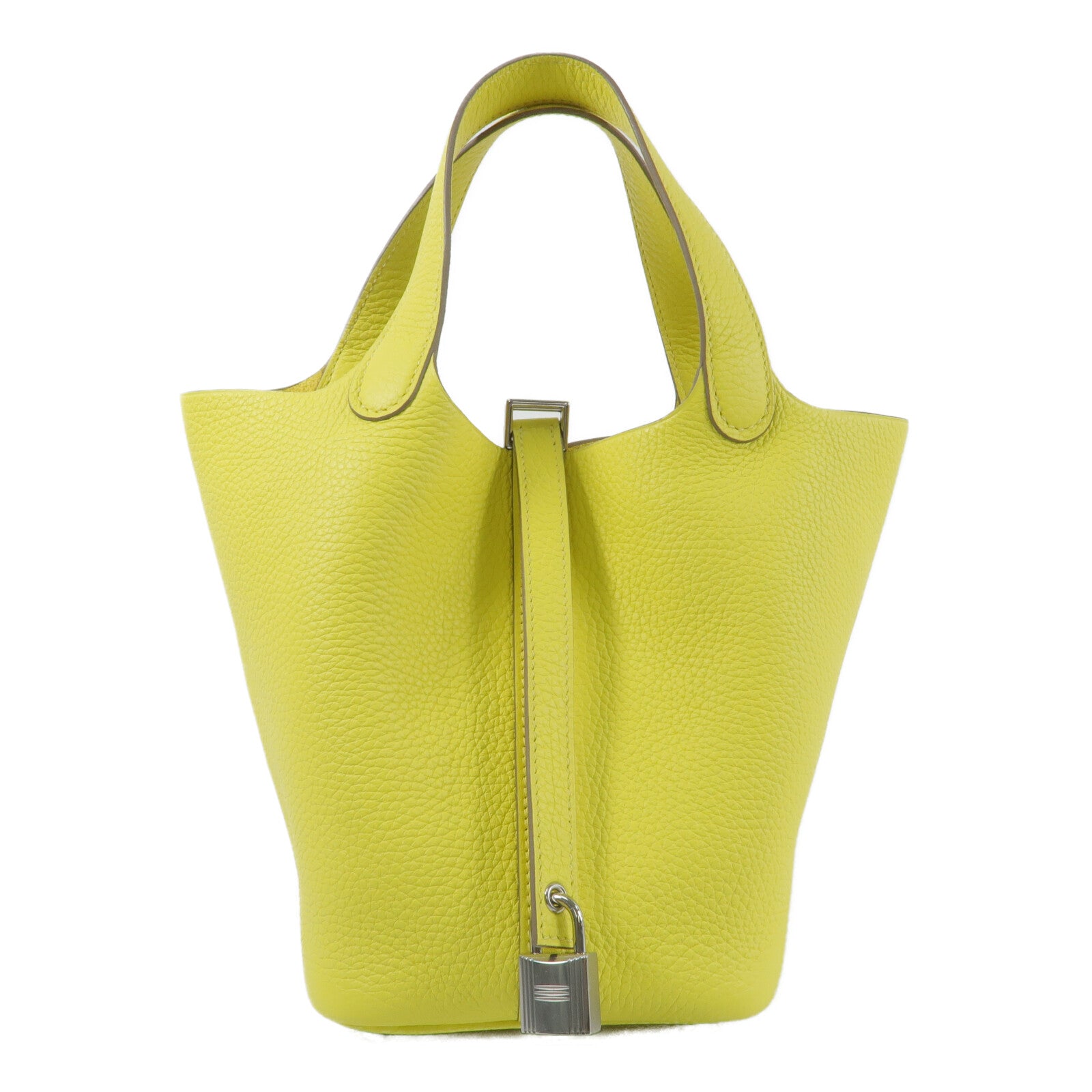 HERMES Clemence皮革Picotin PM手挽袋Jaune de Naples