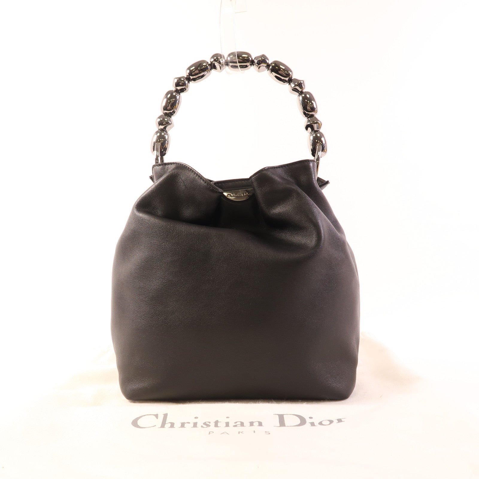 Dior 牛皮皮革Maris Pearl銀扣手挽袋