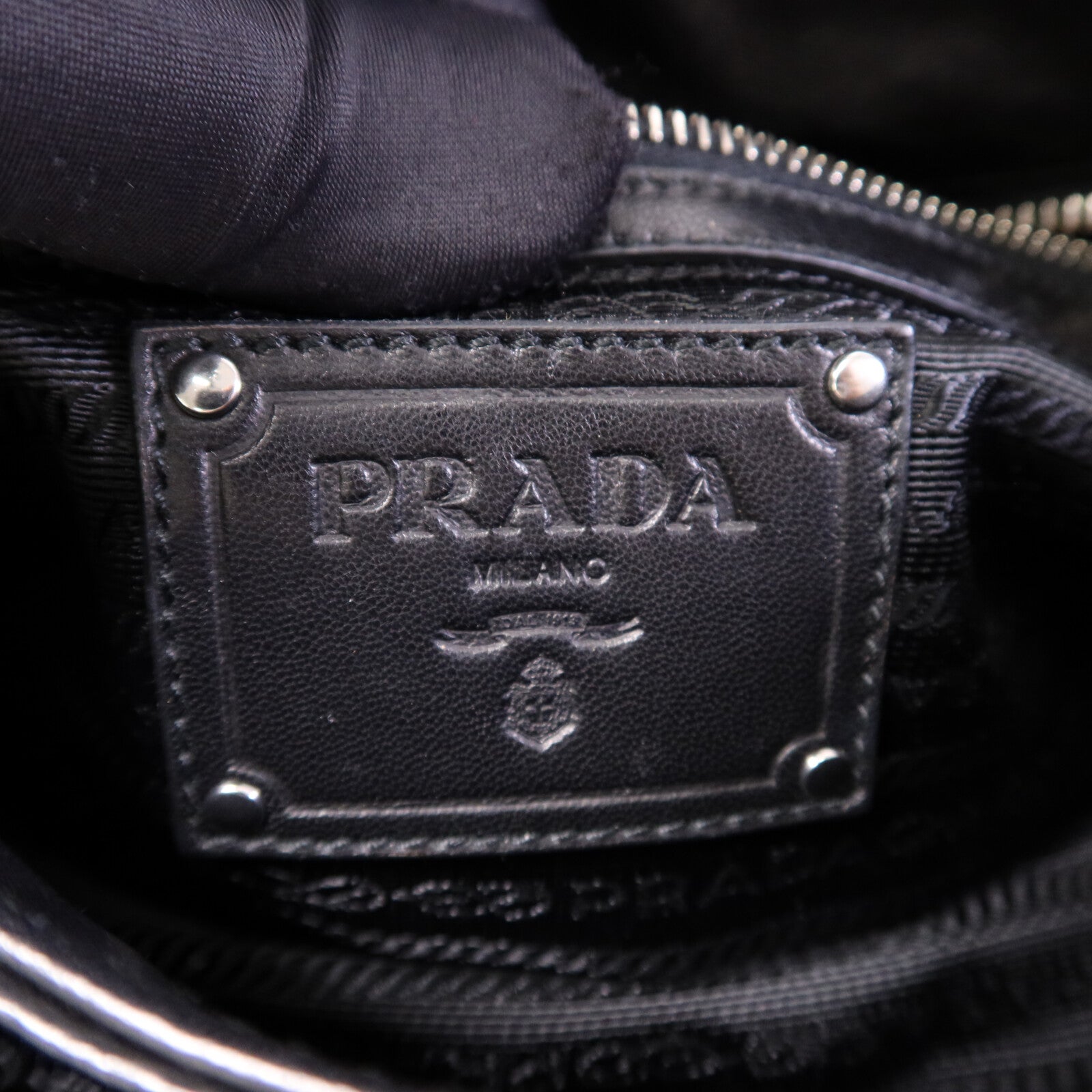 PRADA 針織布料/羊皮皮革Guipure Lace Shoulder Bag肩背袋