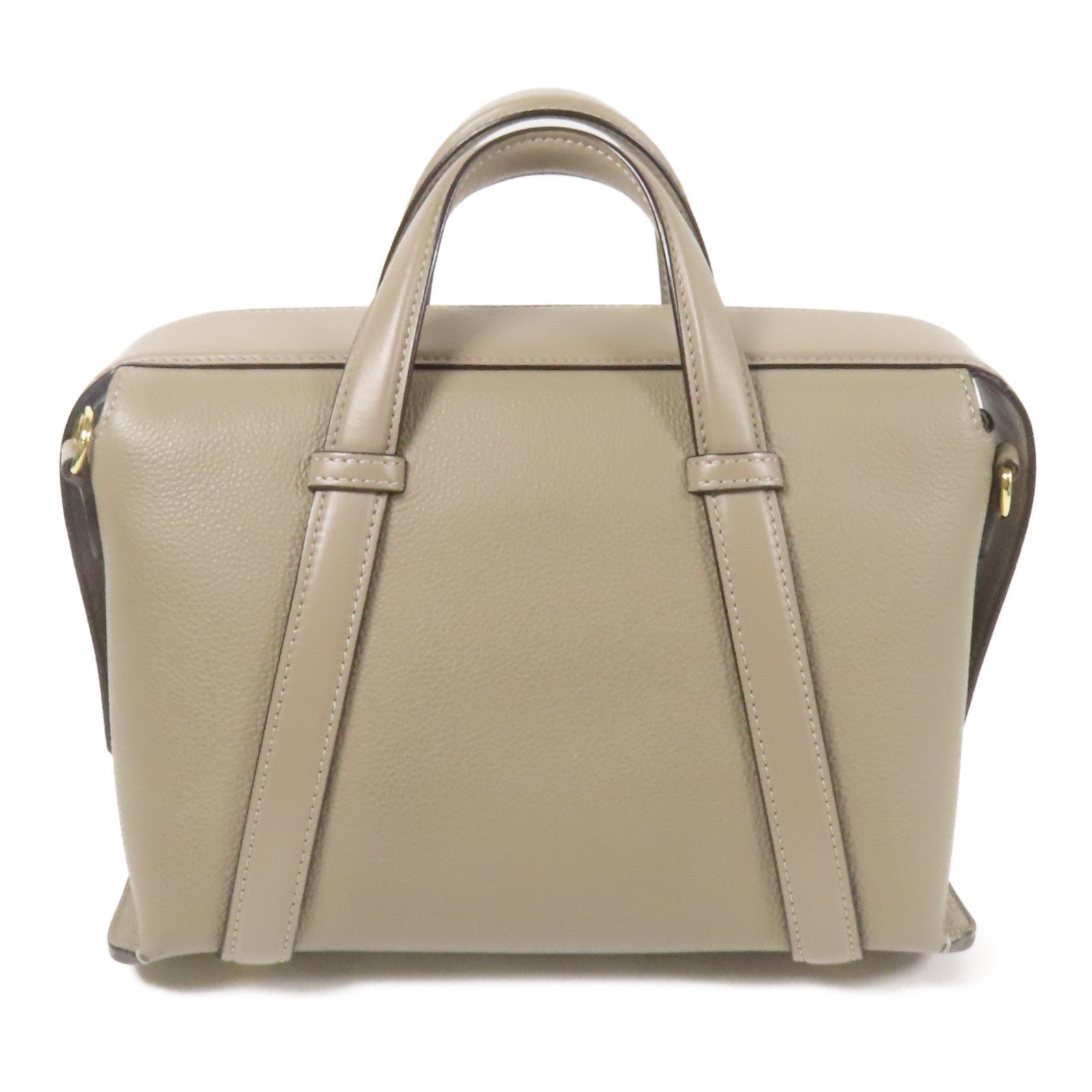 FENDI 牛皮皮革Boston 365金扣手挽肩背兩用袋米