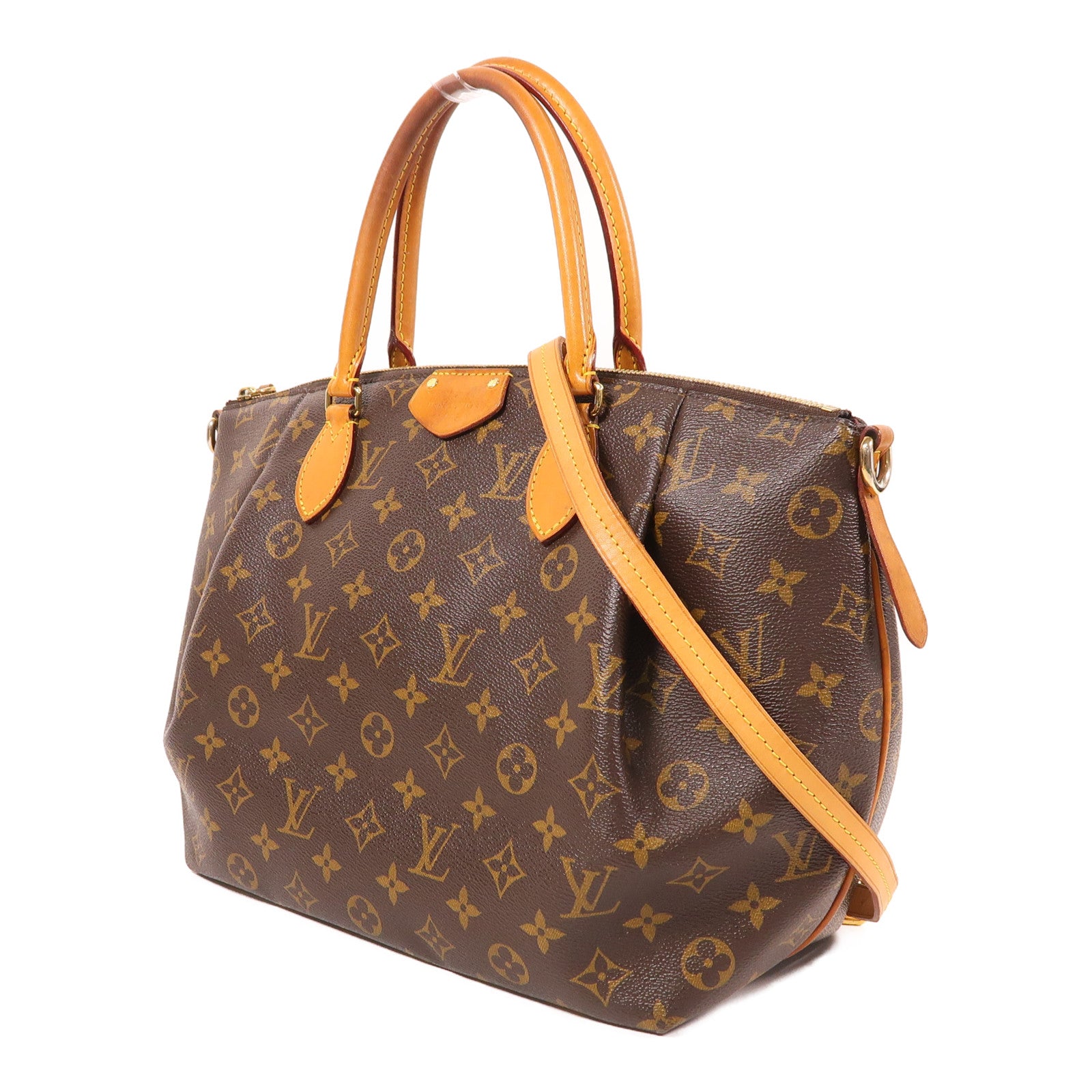 LOUIS VUITTON Monogram Turenne MM金扣手挽肩背兩用袋棕色
