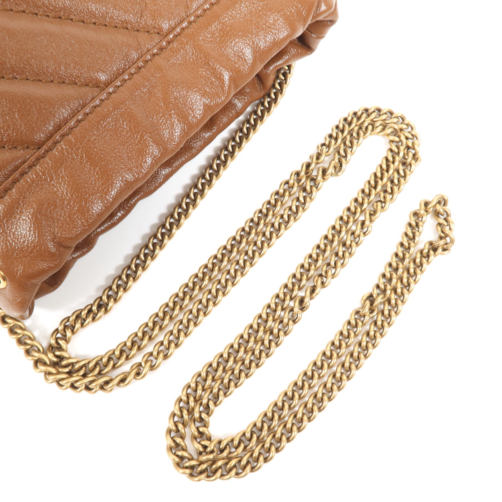 GUCCI 牛皮皮革GG Marmont Bucket金扣鏈帶肩背袋