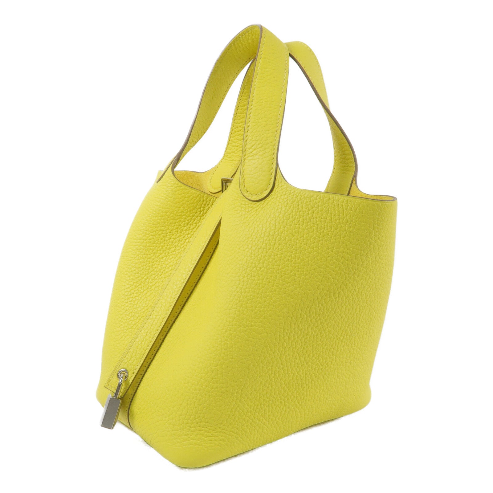 HERMES Clemence皮革Picotin PM手挽袋Jaune de Naples