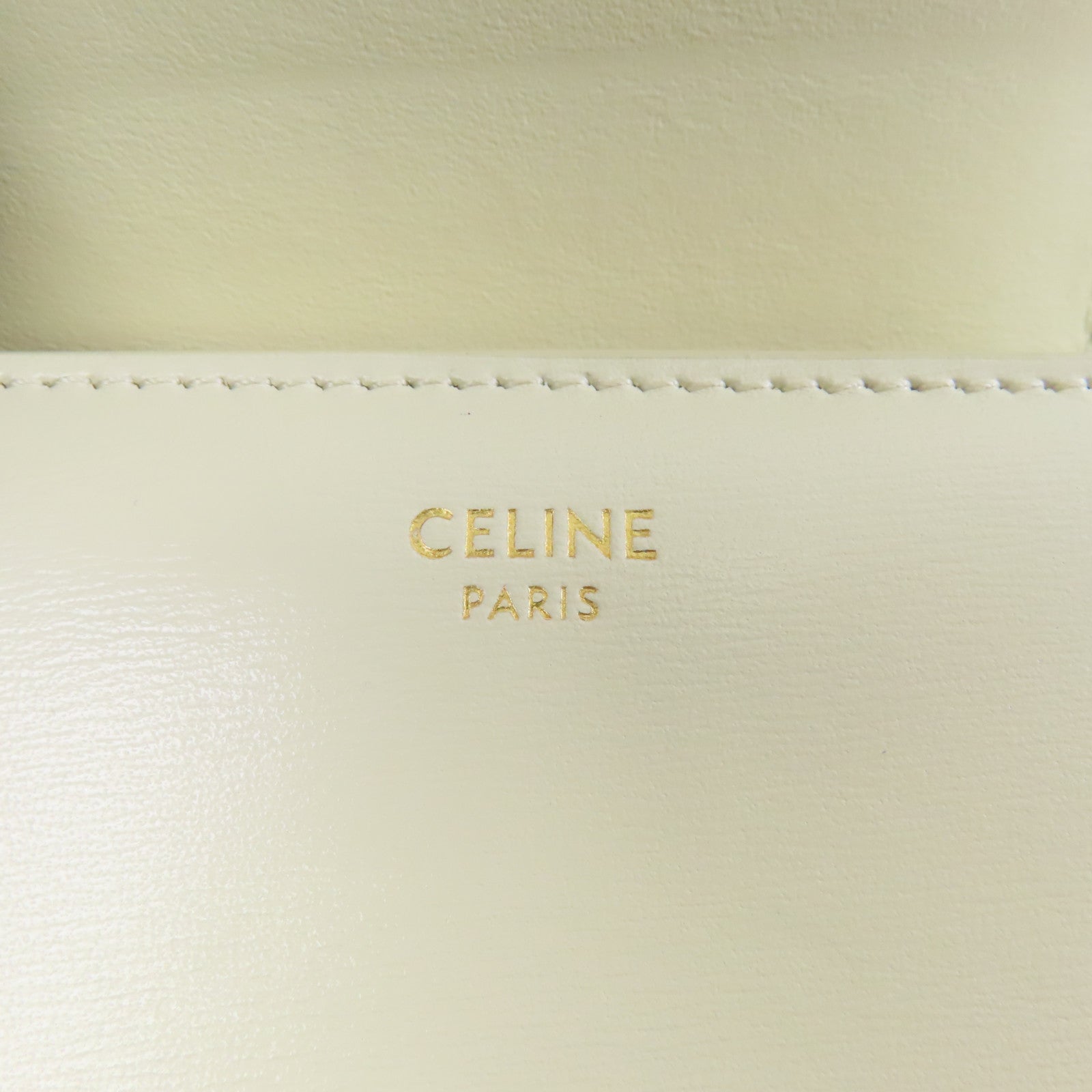 CELINE 牛皮皮革Wallet金扣錢包米色