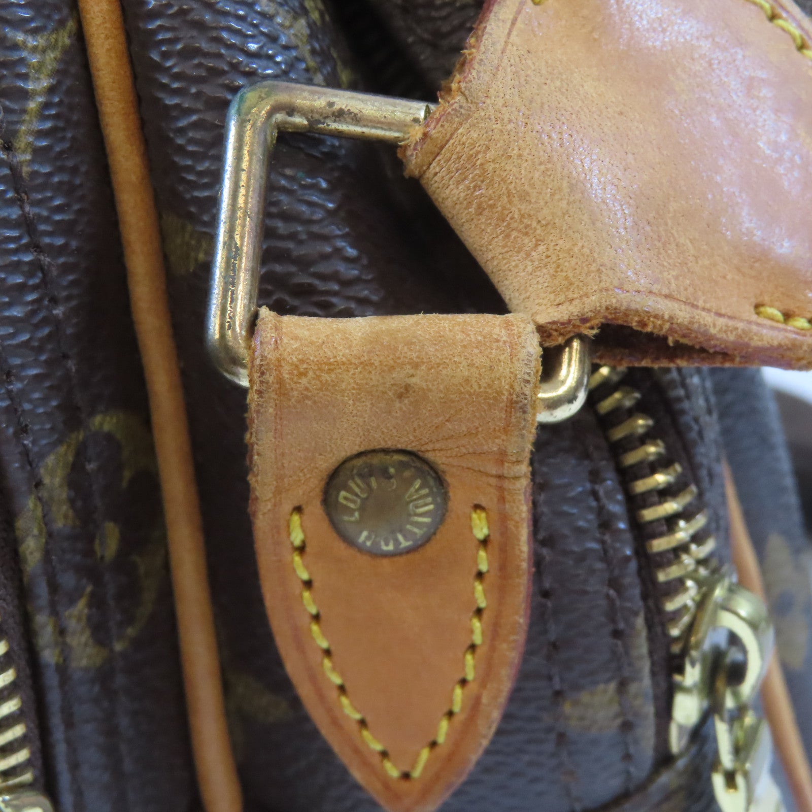 LOUIS VUITTON Monogram Reporter PM金扣肩背袋啡色