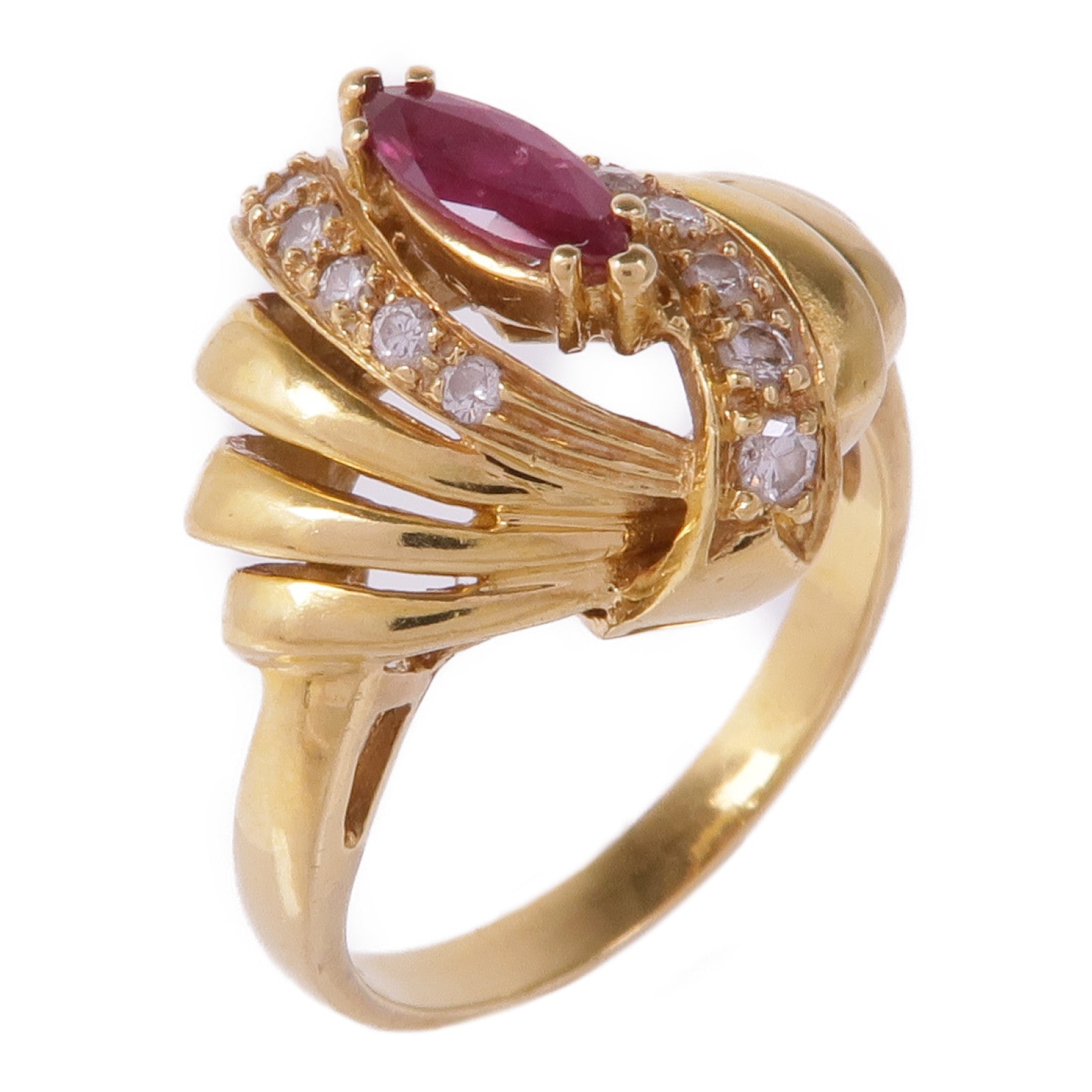 JEWELRY 【激減優惠】18K黃金Ruby Diamond Ring紅寶石/鑽石戒指US#6.5
