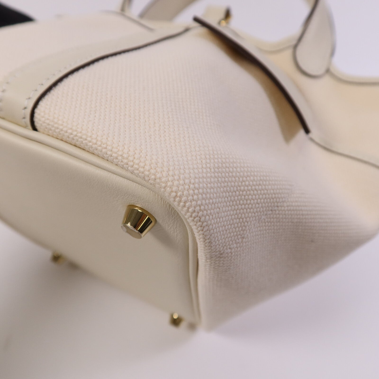 HERMES Swift皮革/帆布Picotin PM金扣手挽袋