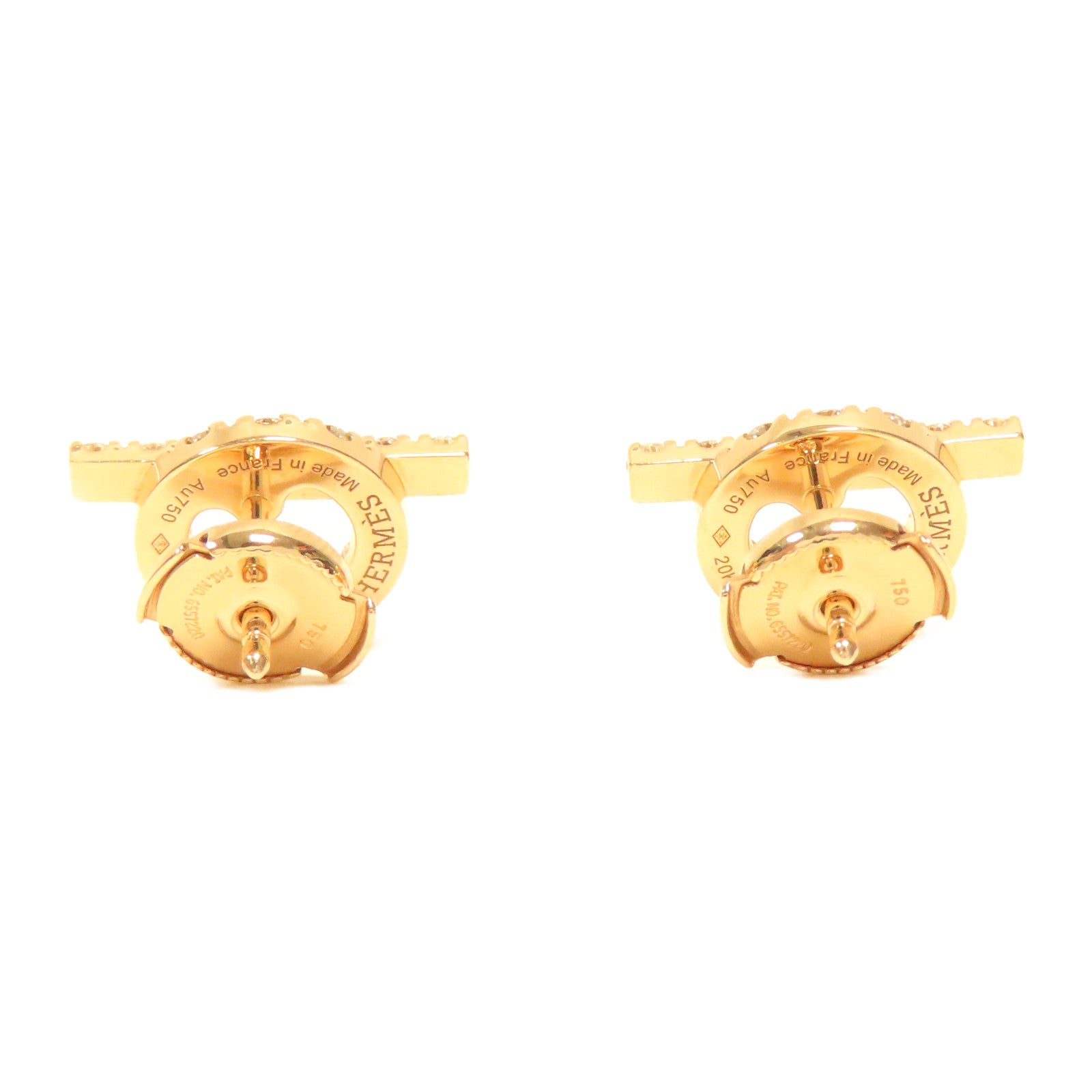 HERMES 【激減優惠】18K黃金Finesse Earrings0.92ct鑽石耳環金色