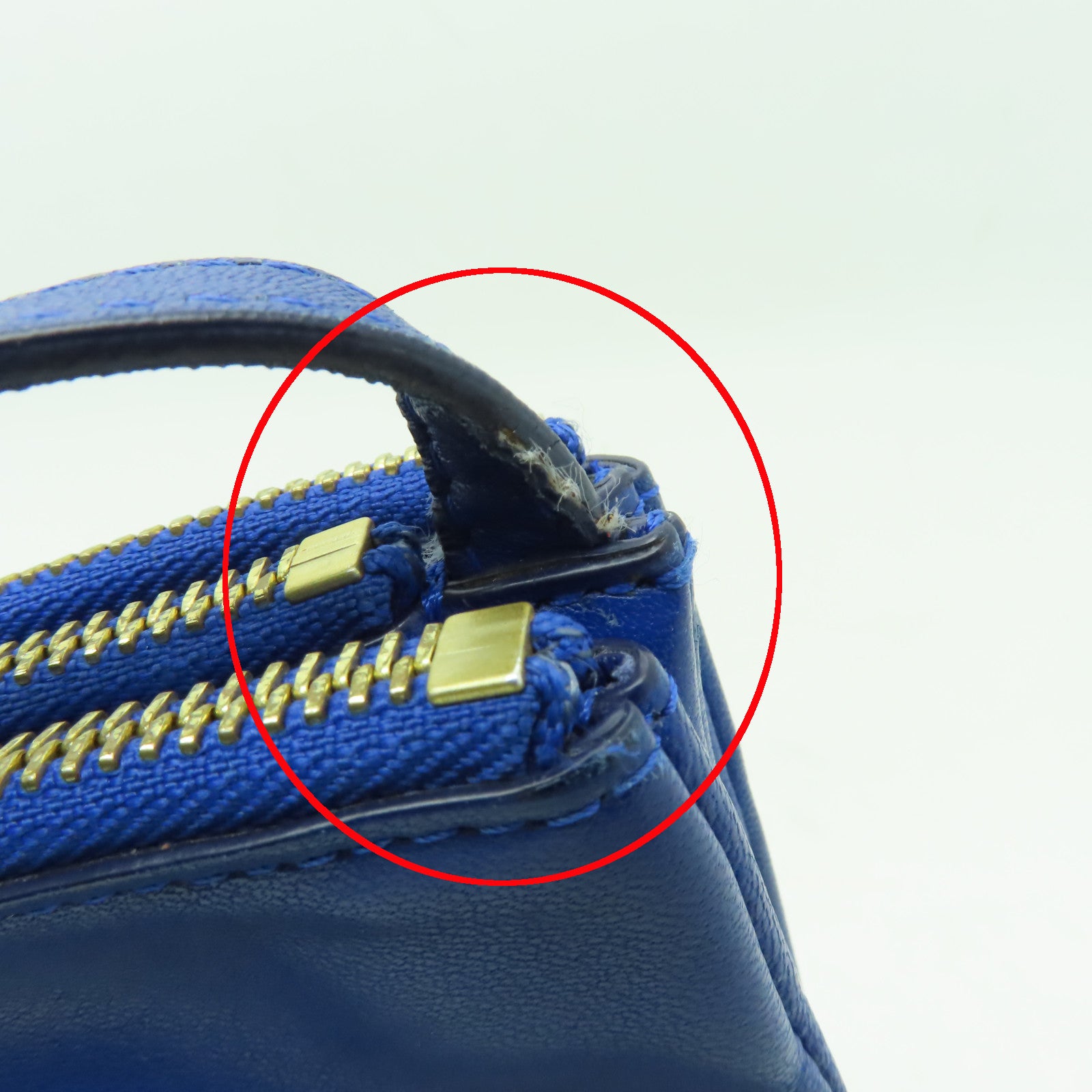 CELINE 【激減優惠】牛皮皮革Trio金扣肩背袋藍色
