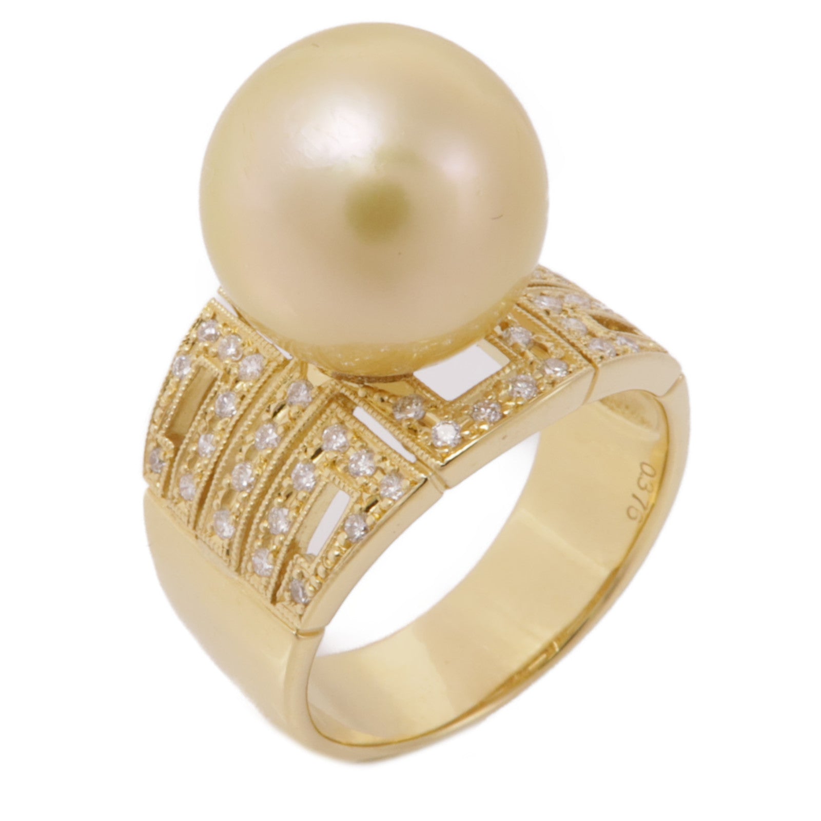 JEWELRY 18K黃金Pearl/Diamond Ring 珍珠/鑽石戒指US#8