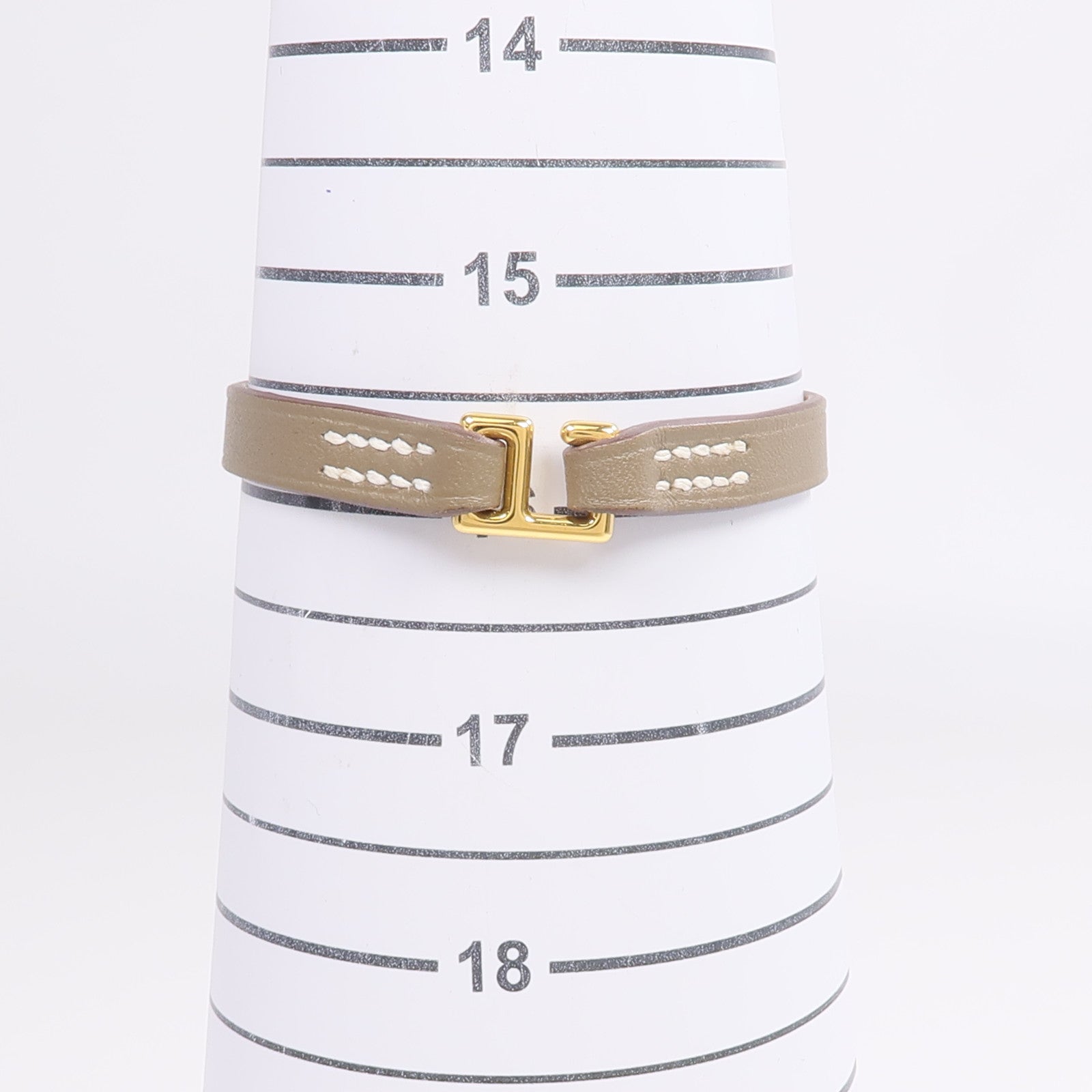 HERMES Swift皮革Rivale Mini Bracelet金扣手鏈Etoupe