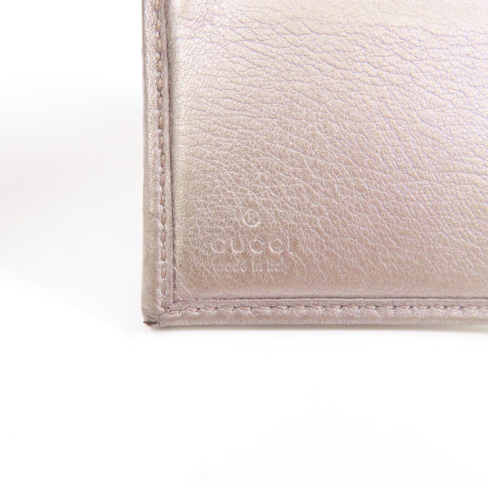 GUCCI 塗層帆布GG Imprime Wallet銀扣錢包銅色