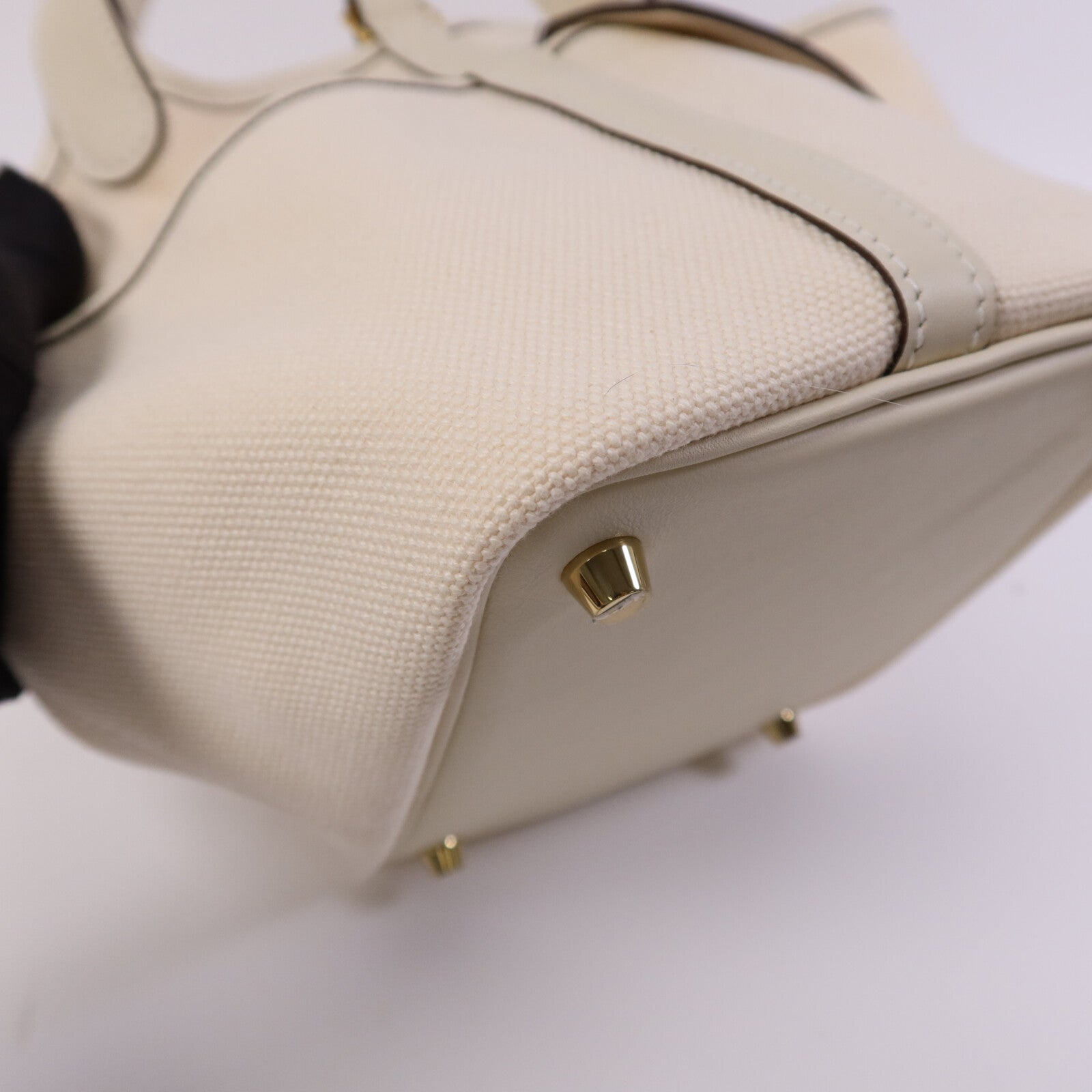 HERMES Swift皮革/帆布Picotin PM金扣手挽袋