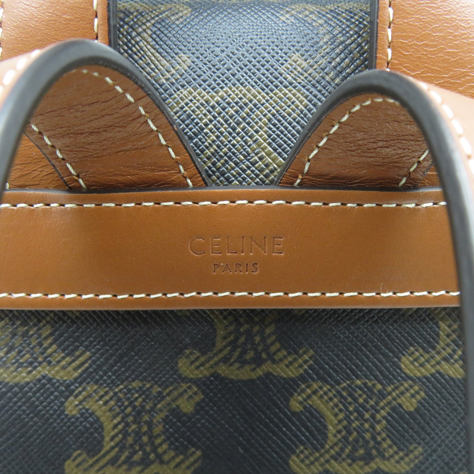 CELINE 塗層帆布Triomphe Mini Backpack金扣背包啡色
