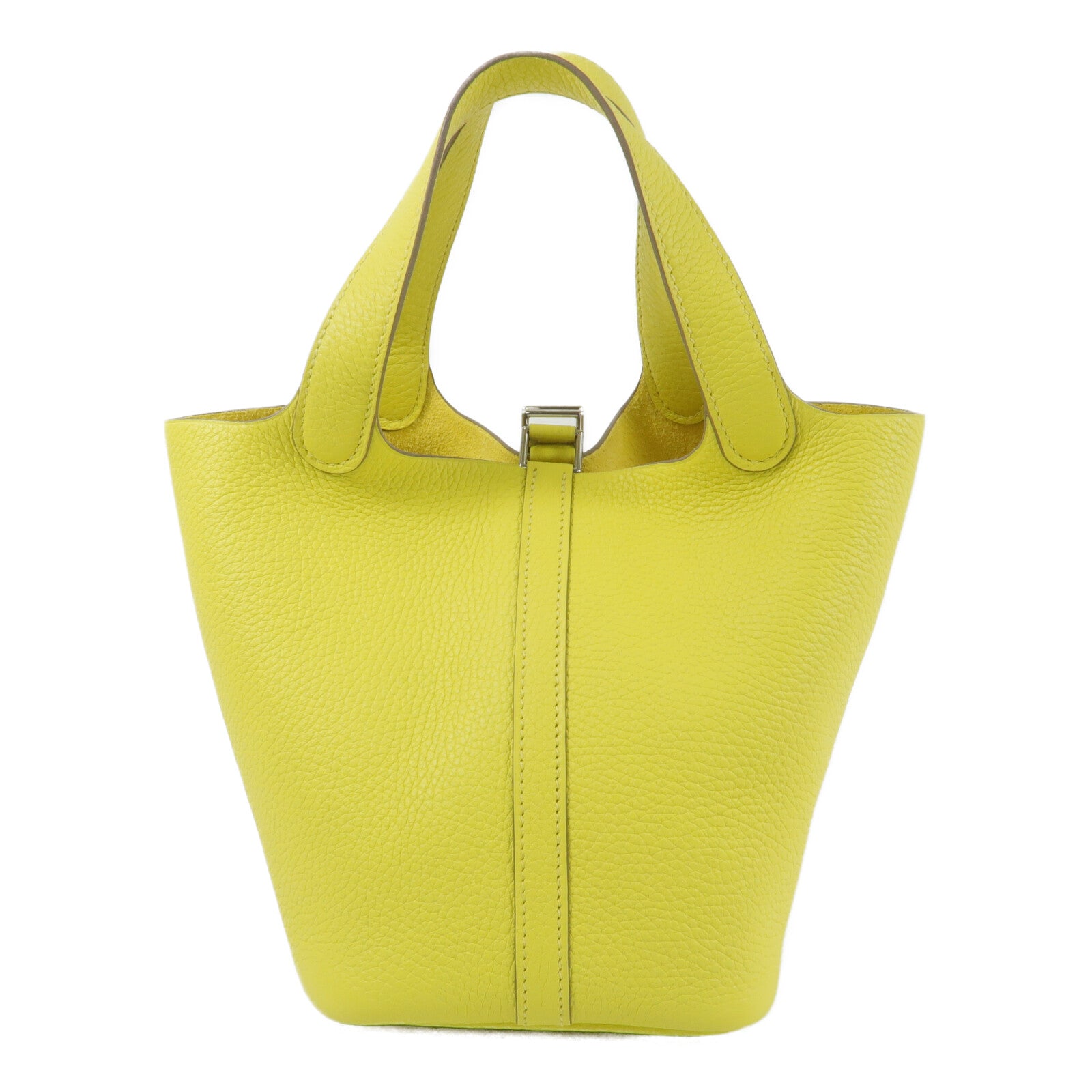 HERMES Clemence皮革Picotin PM手挽袋Jaune de Naples