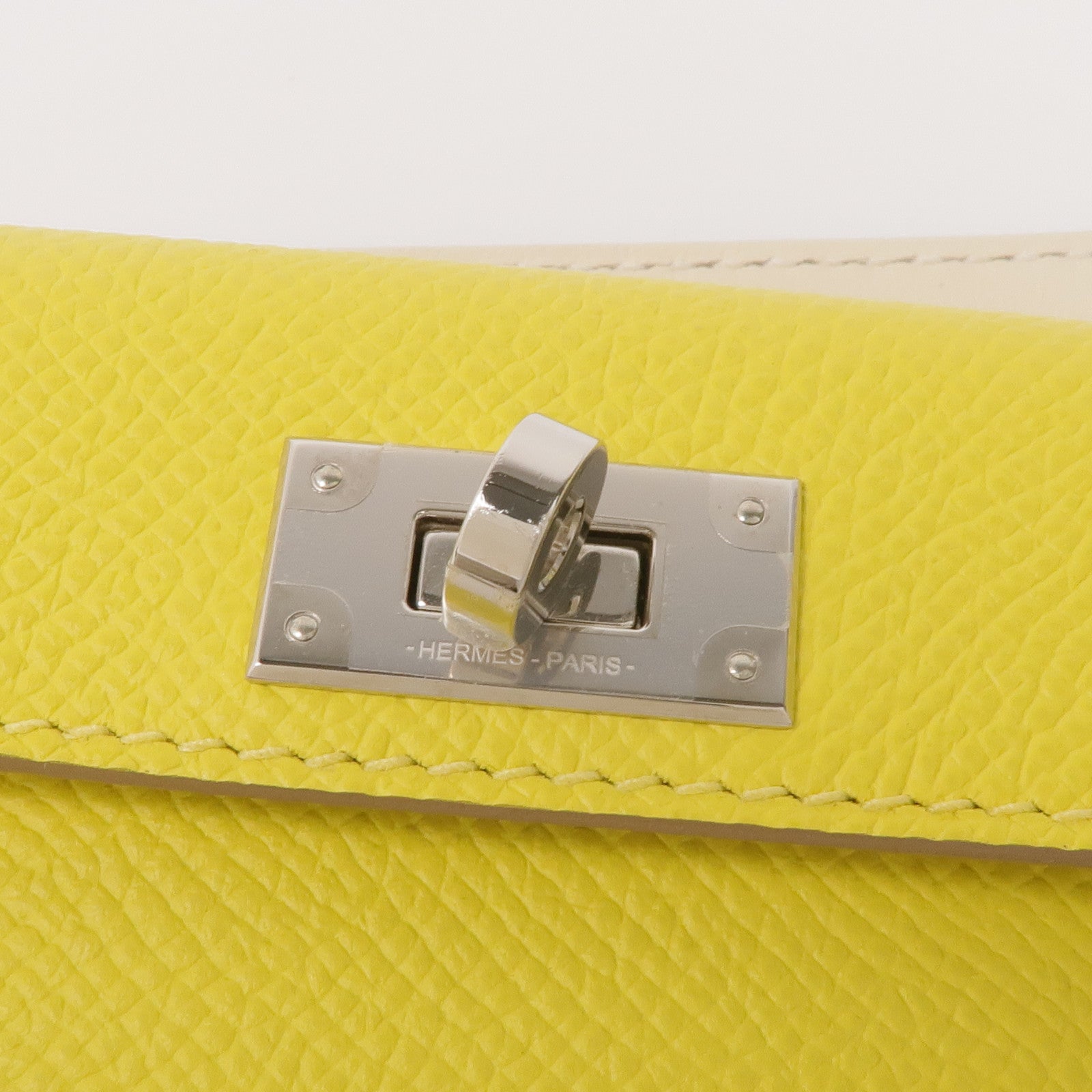 HERMES Swift/Epsom皮革Kelly Pocket Strap銀扣肩帶