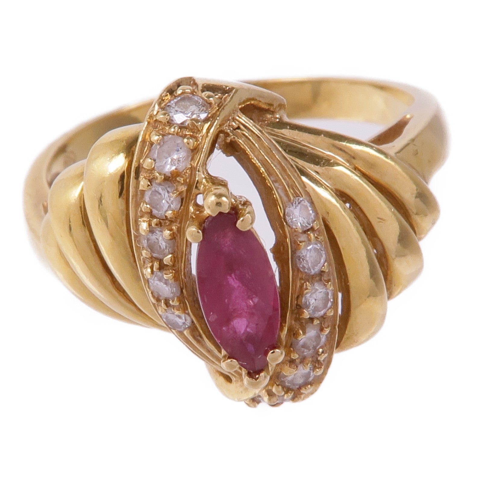 JEWELRY 【激減優惠】18K黃金Ruby Diamond Ring紅寶石/鑽石戒指US#6.5