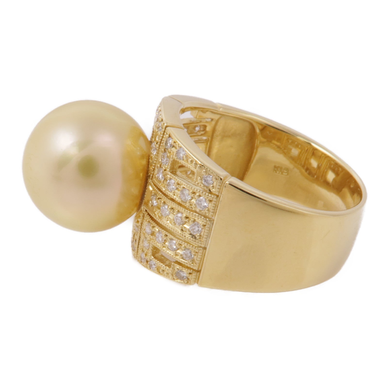 JEWELRY 18K黃金Pearl/Diamond Ring 珍珠/鑽石戒指US#8