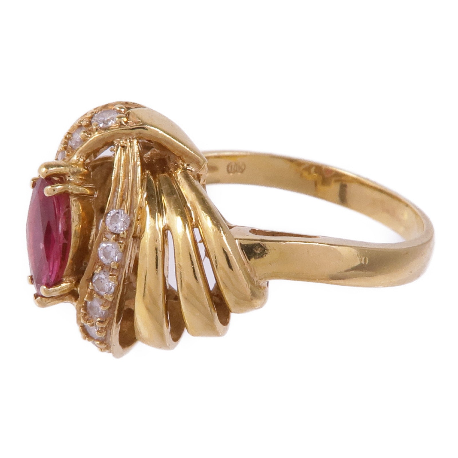 JEWELRY 【激減優惠】18K黃金Ruby Diamond Ring紅寶石/鑽石戒指US#6.5