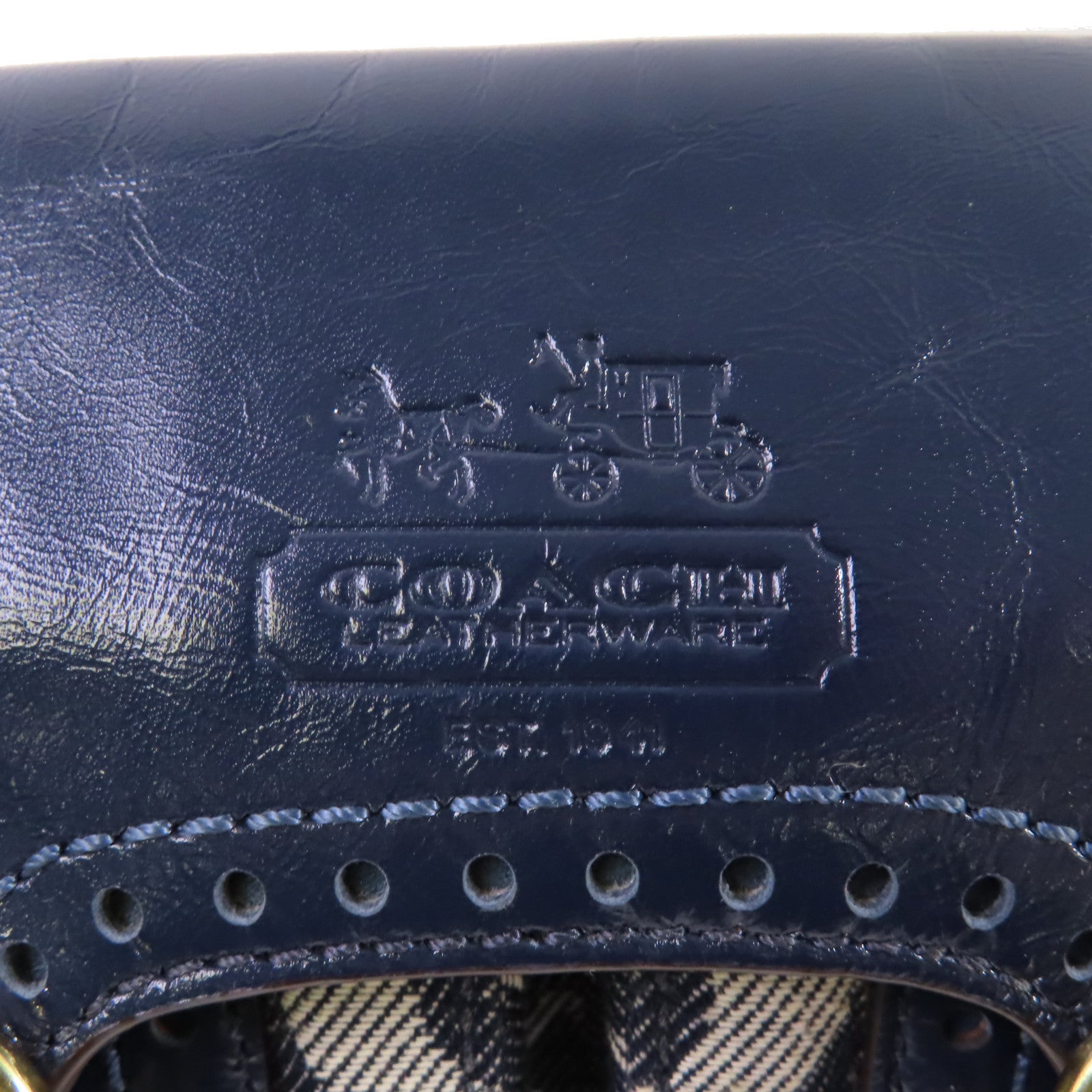 COACH 帆布Shoulder Bag金扣肩背袋藍色
