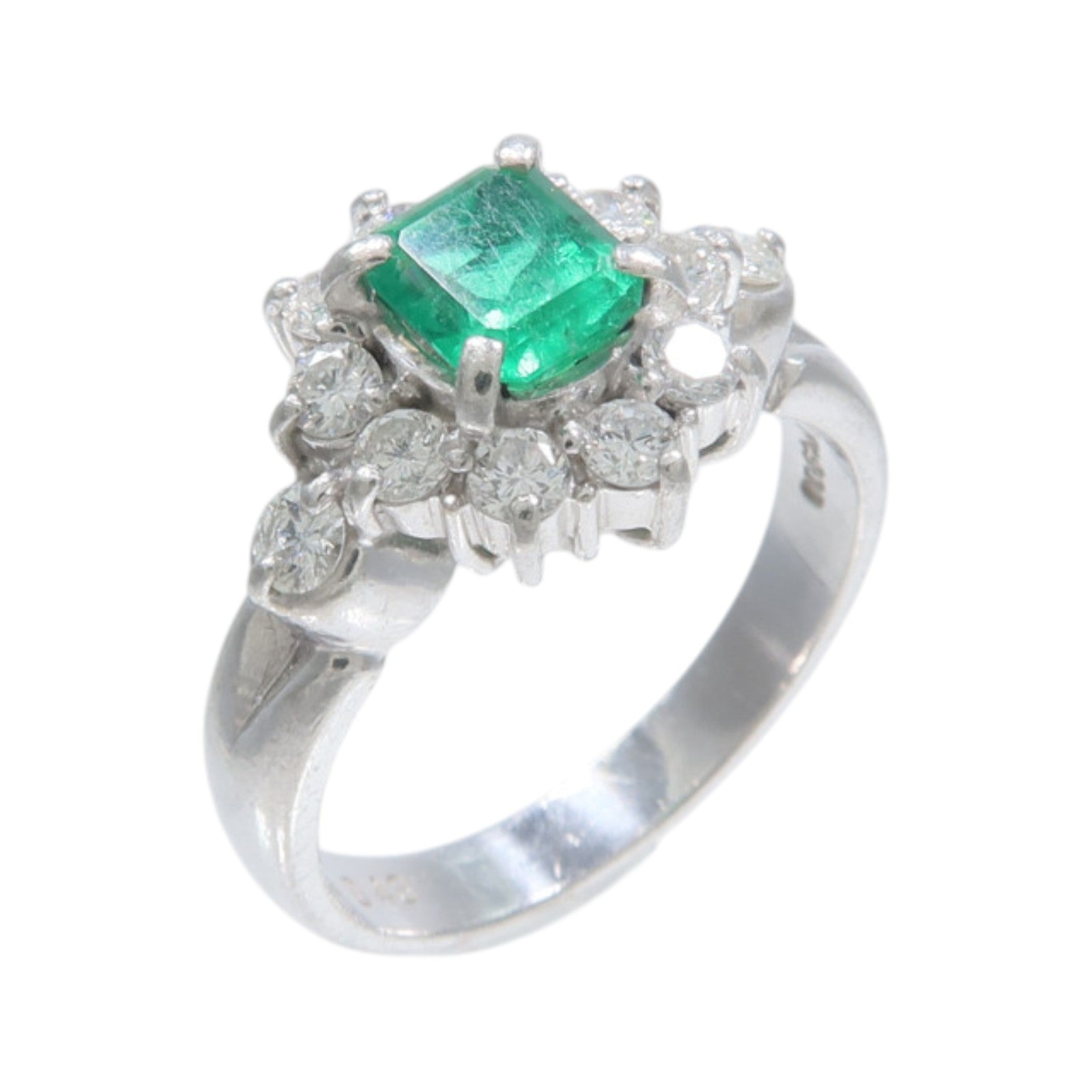 JEWELRY PT900鉑金Emerald Diamond Ring綠寶石/鑽石戒指