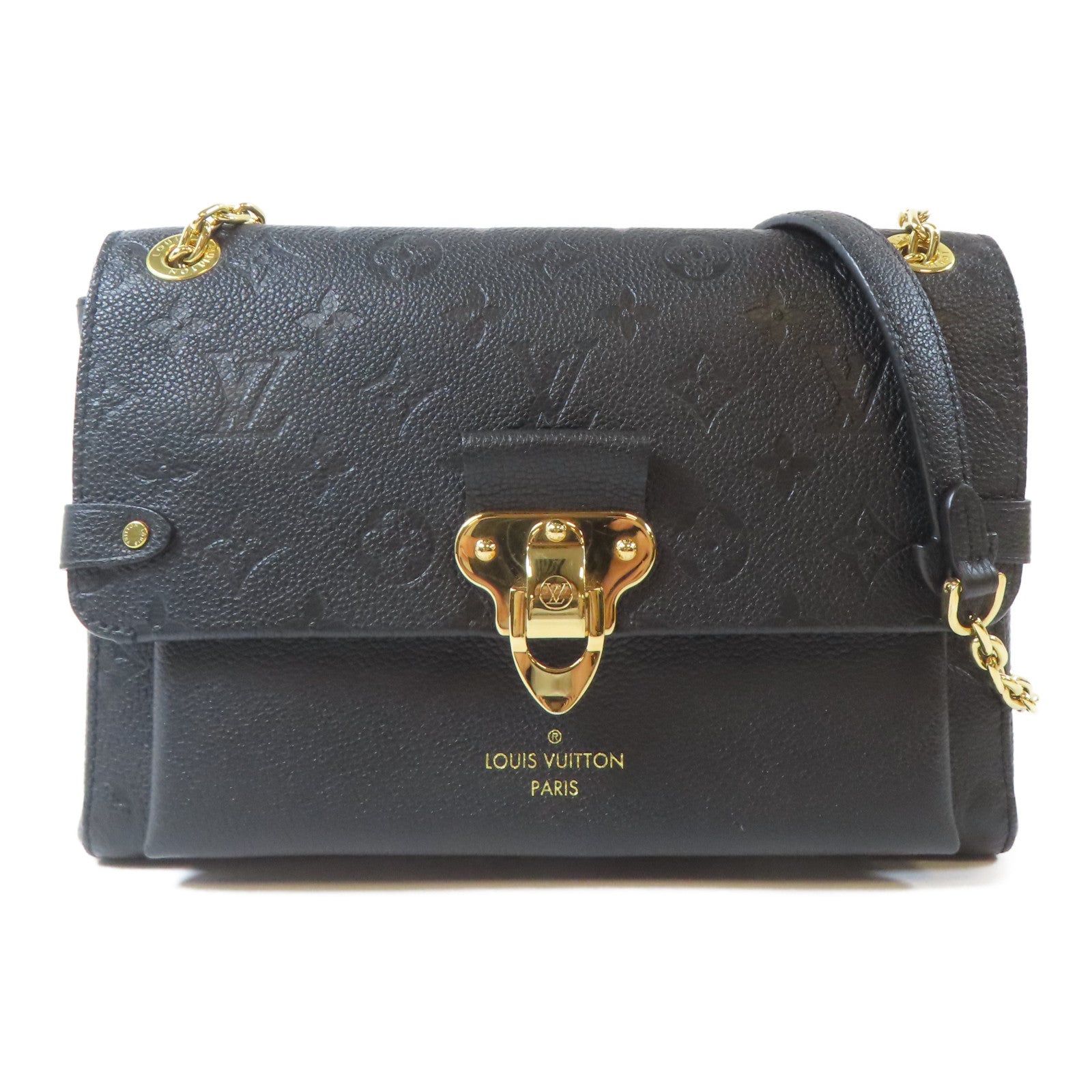 LOUIS VUITTON Monogram Empreinte Vavin PM金扣鏈帶肩背袋黑色