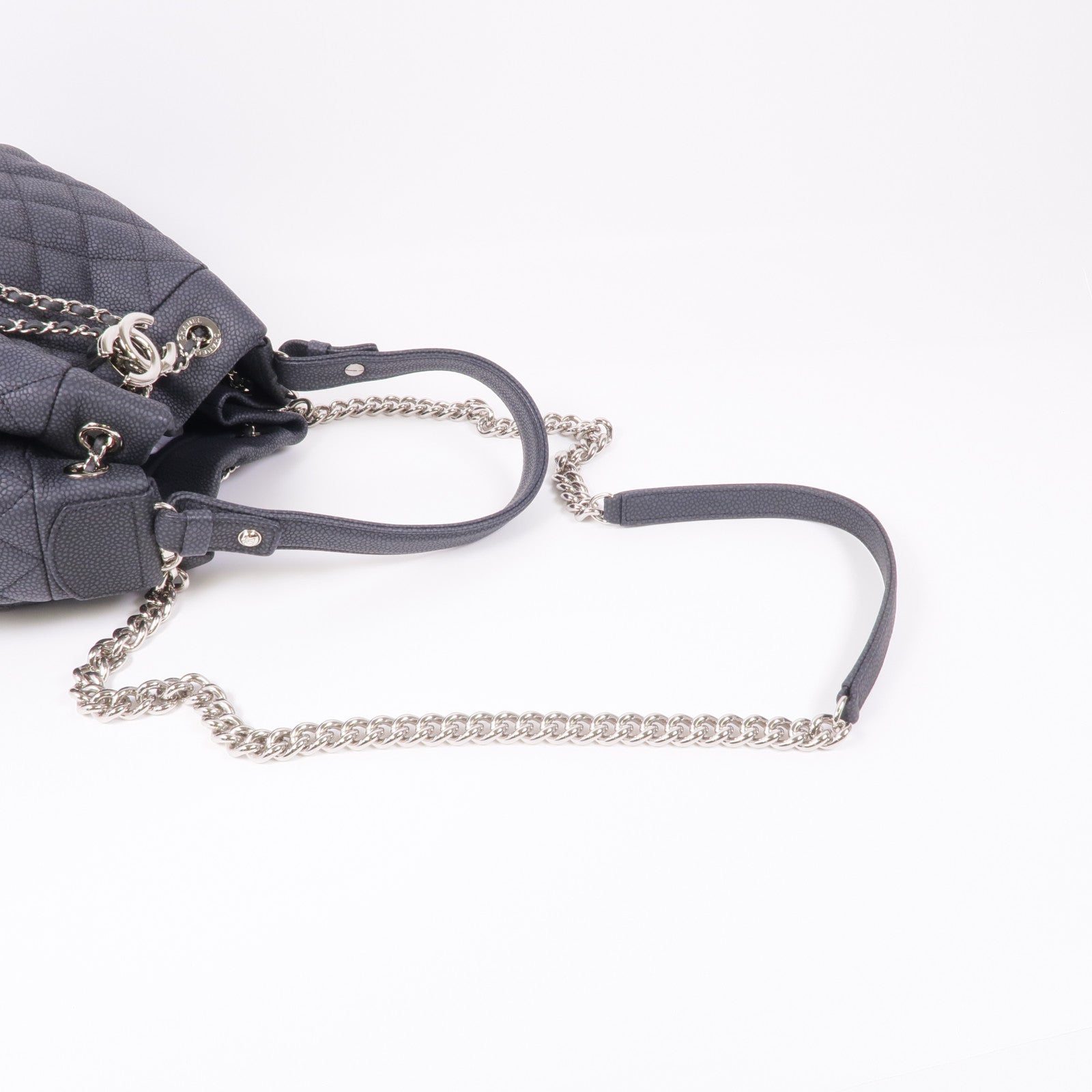 CHANEL 牛皮皮革Chain Shoulder銀扣鏈帶肩背袋
