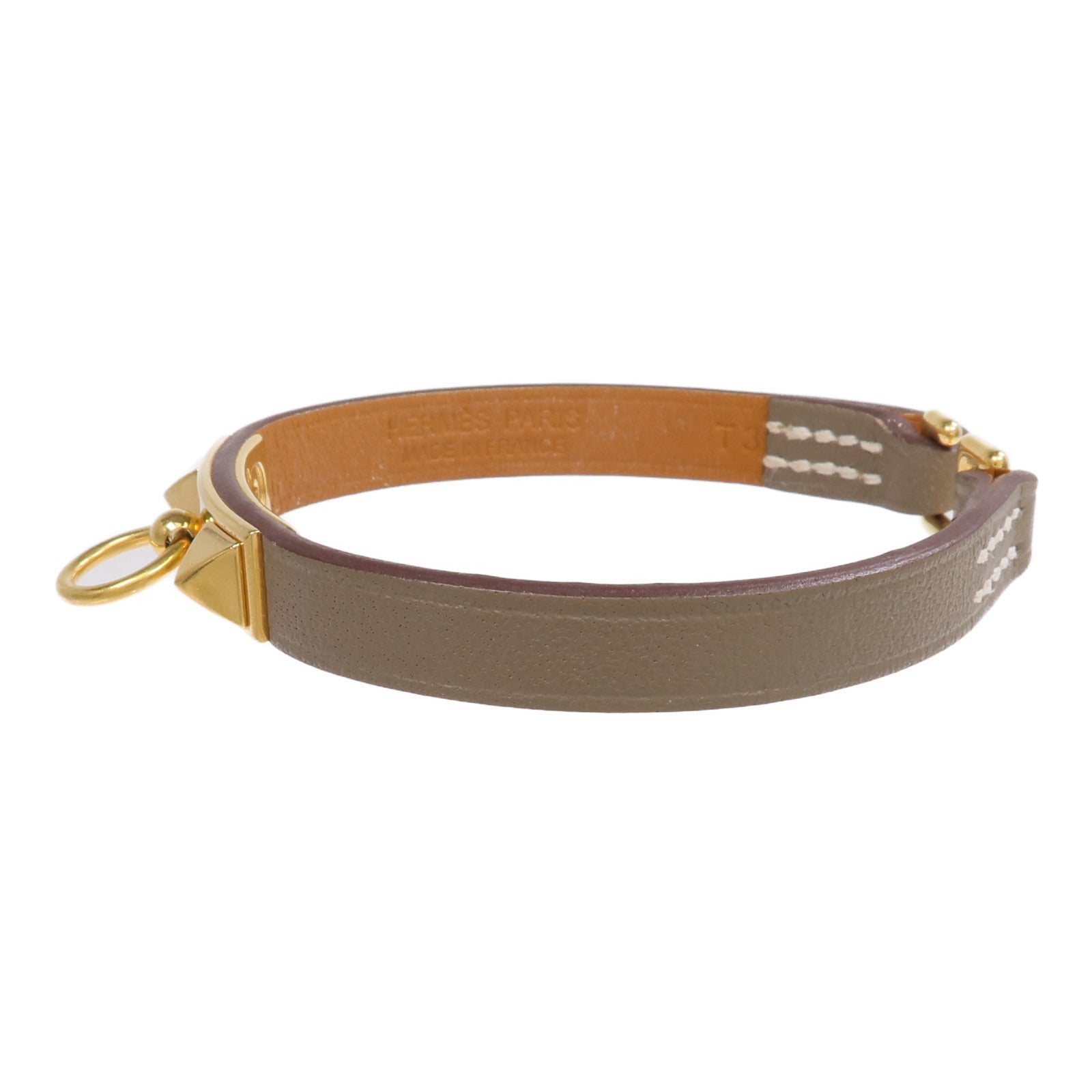 HERMES 【激減優惠】Swift皮革Rivale Mini Bracelet金扣手鏈Etoupe