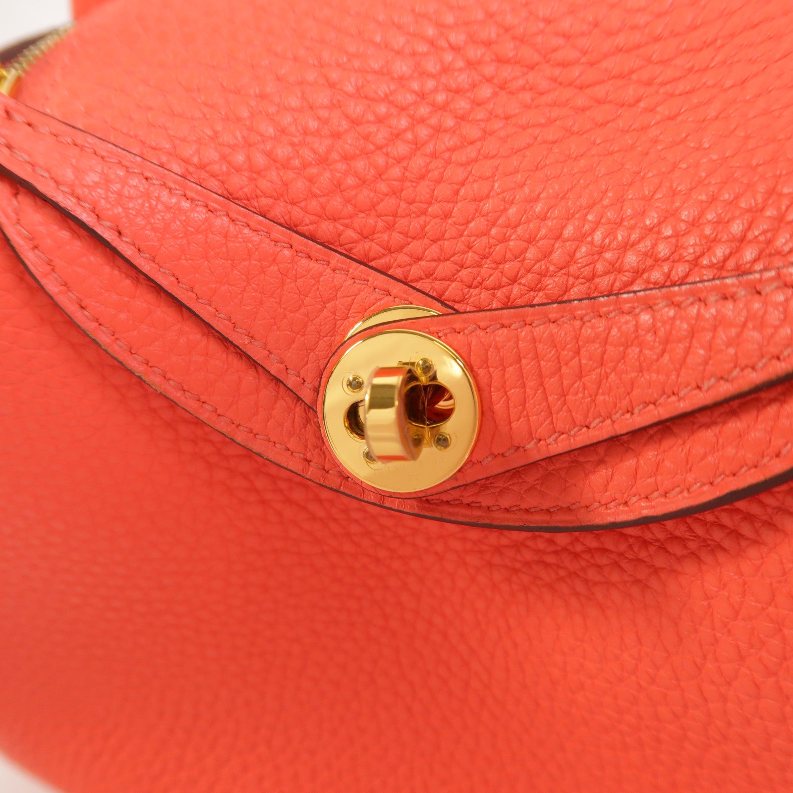 HERMES Clemence皮革Mini Lindy金扣手挽肩背兩用袋Rose Texas