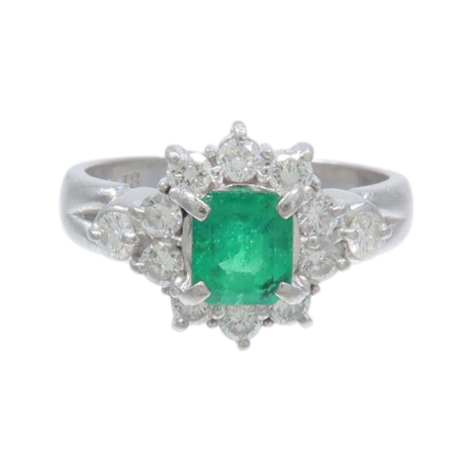 JEWELRY PT900鉑金Emerald Diamond Ring綠寶石/鑽石戒指