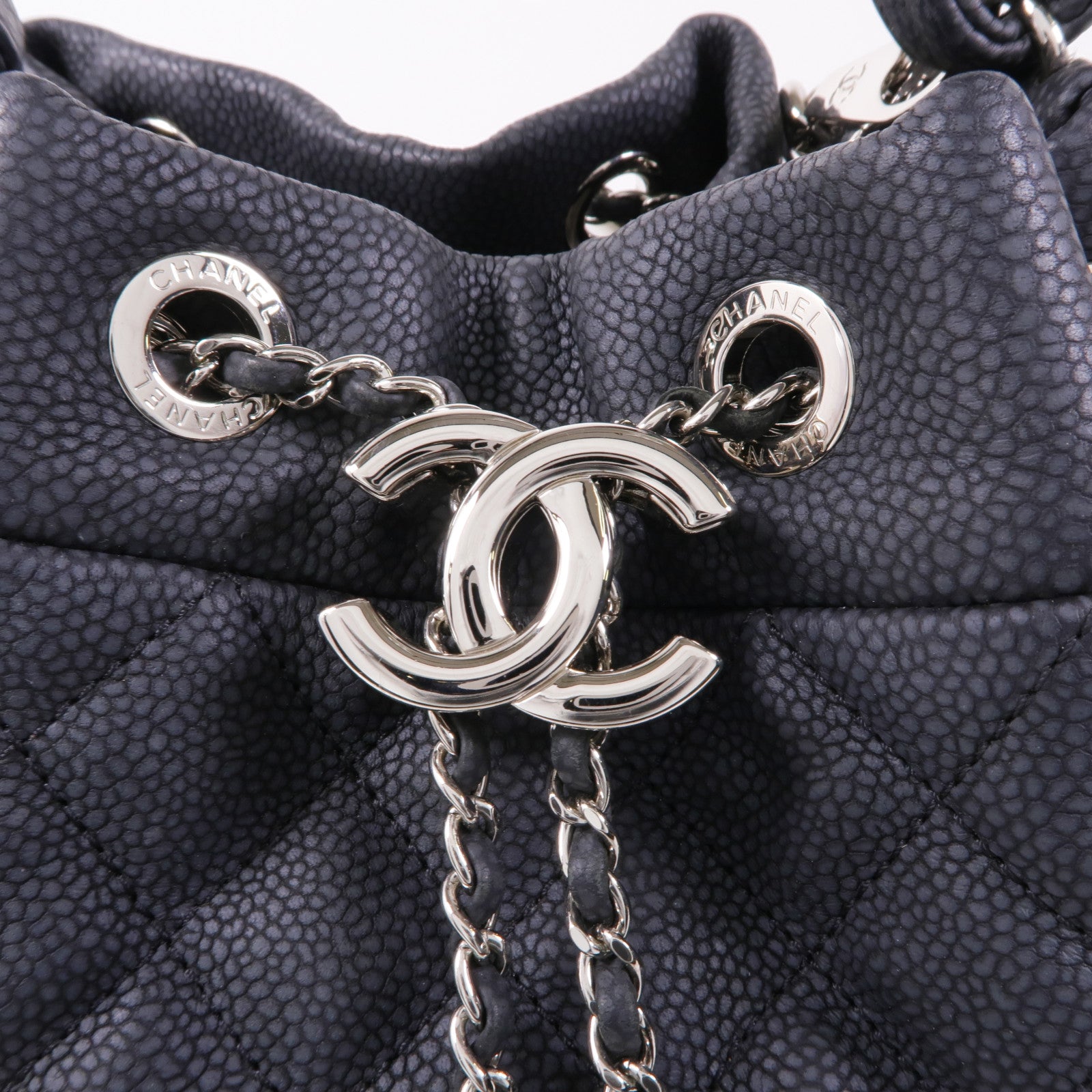 CHANEL 牛皮皮革Chain Shoulder銀扣鏈帶肩背袋