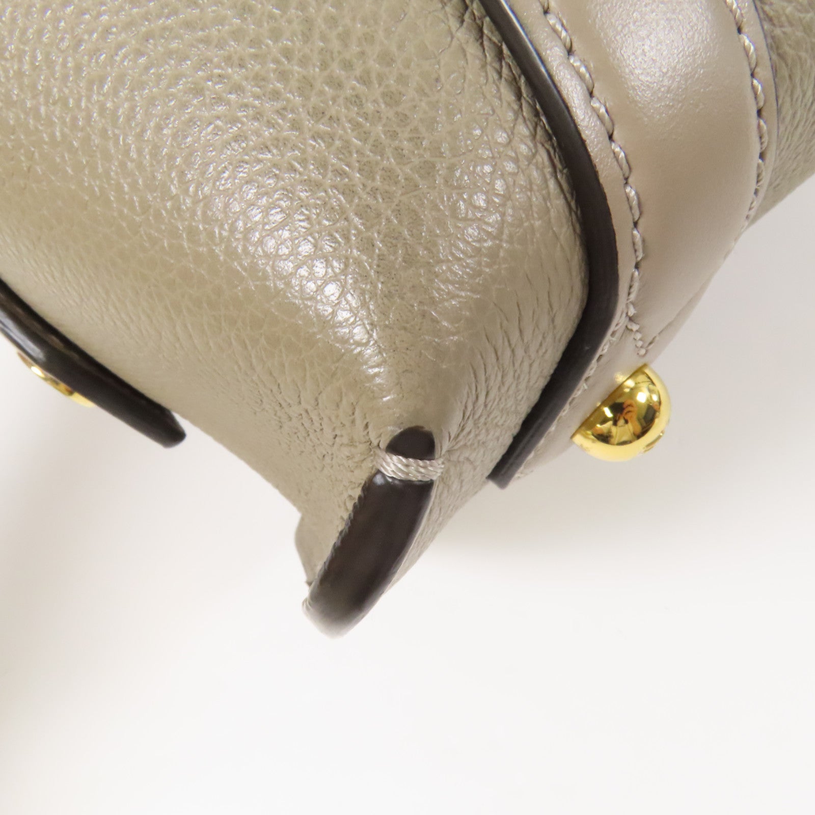 FENDI 牛皮皮革Boston 365金扣手挽肩背兩用袋米