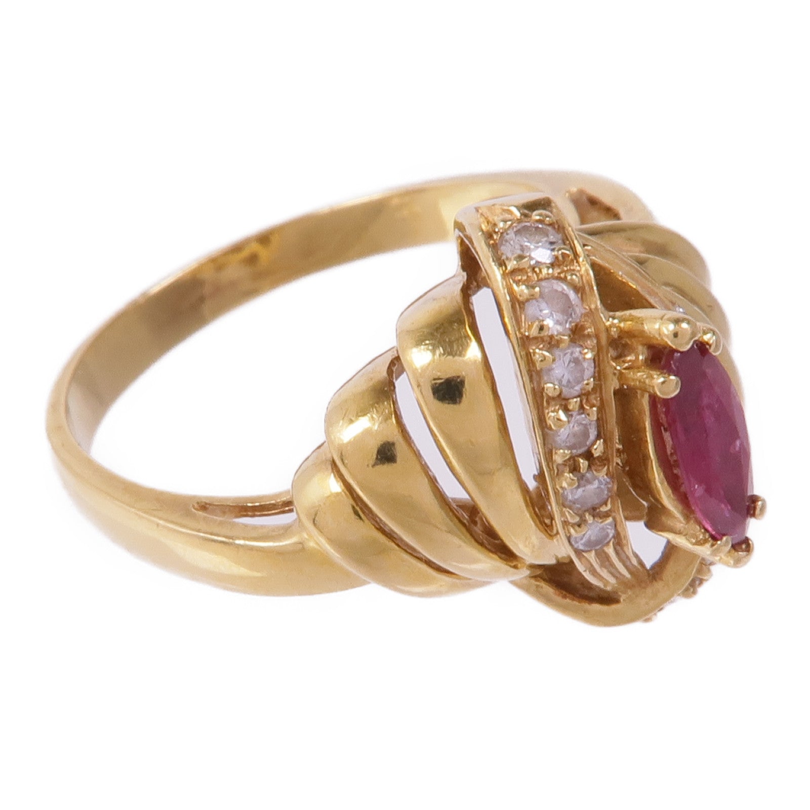 JEWELRY 【激減優惠】18K黃金Ruby Diamond Ring紅寶石/鑽石戒指US#6.5
