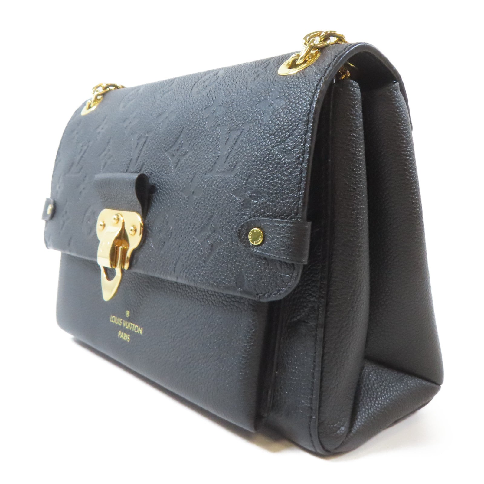 LOUIS VUITTON Monogram Empreinte Vavin PM金扣鏈帶肩背袋黑色
