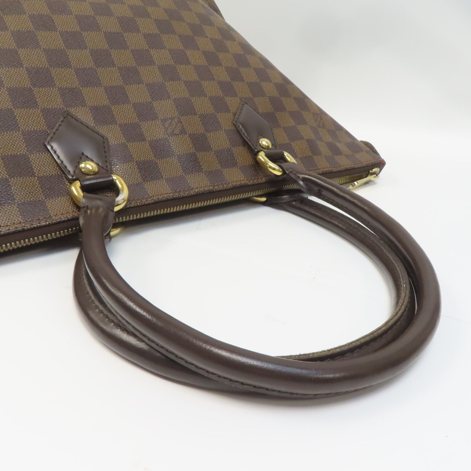 LOUIS VUITTON Damier Saleya MM金扣肩背袋啡色