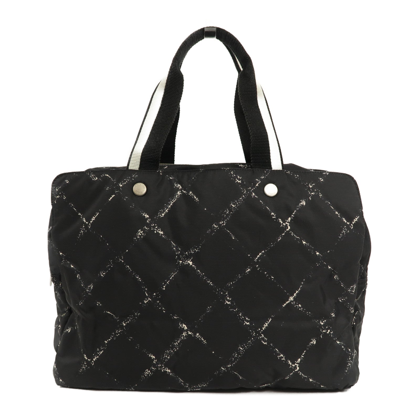 CHANEL 尼龍Travel Line Handbag銀扣手挽袋