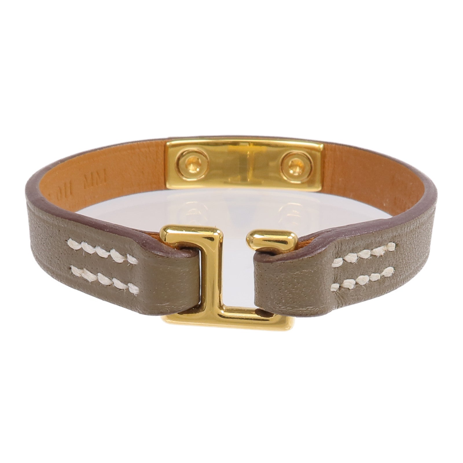 HERMES 【激減優惠】Swift皮革Rivale Mini Bracelet金扣手鏈Etoupe