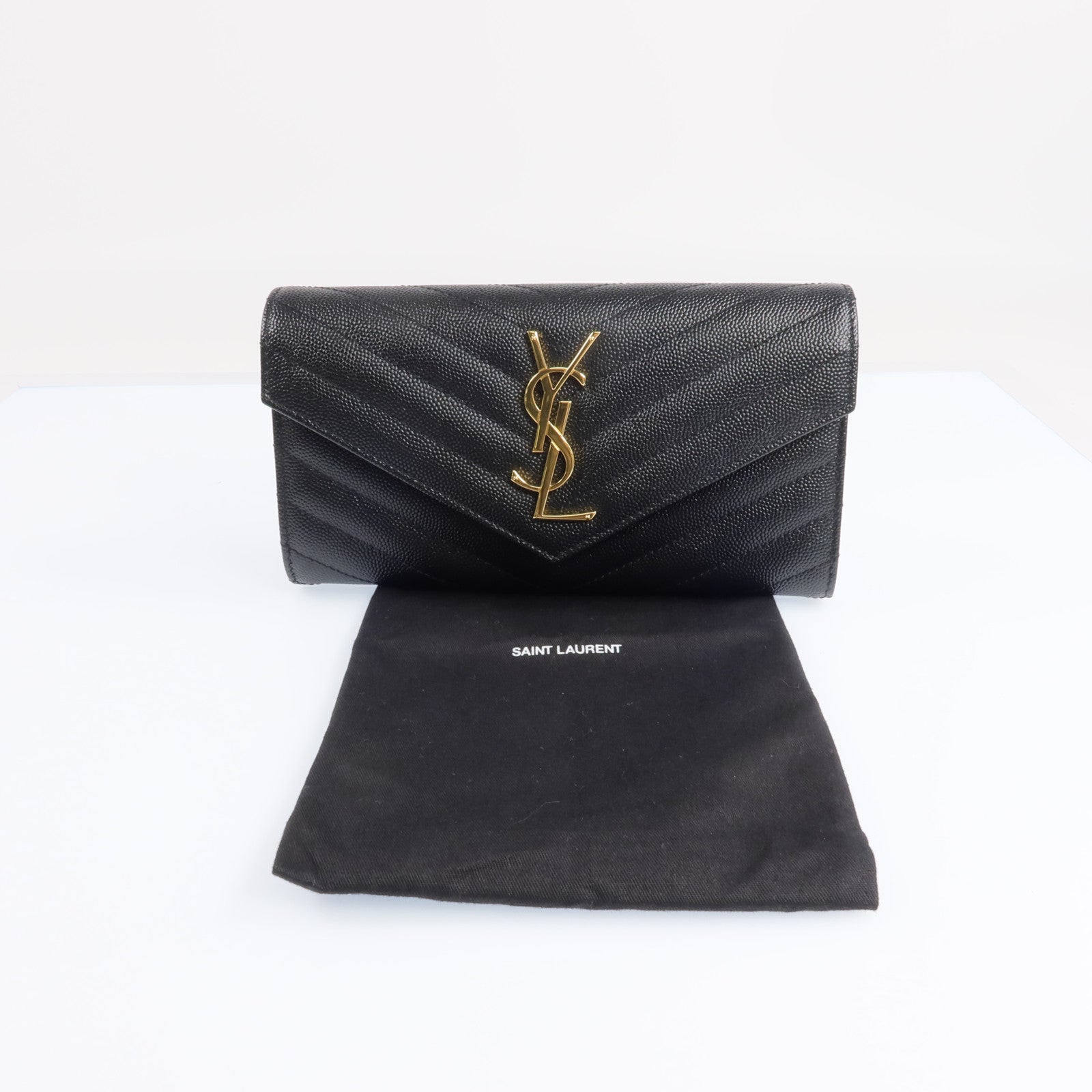 SAINT LAURENT 牛皮皮革Long Wallet金扣長錢包