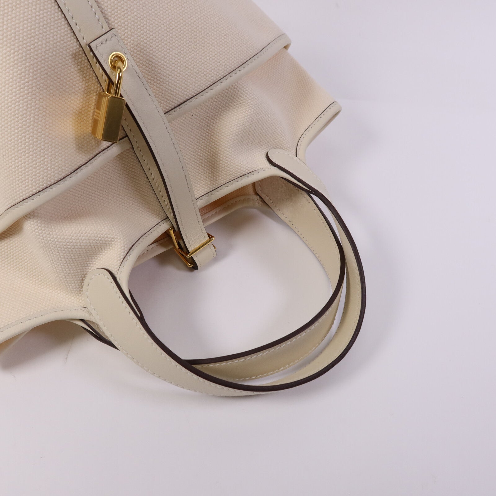 HERMES Swift皮革/帆布Picotin PM金扣手挽袋