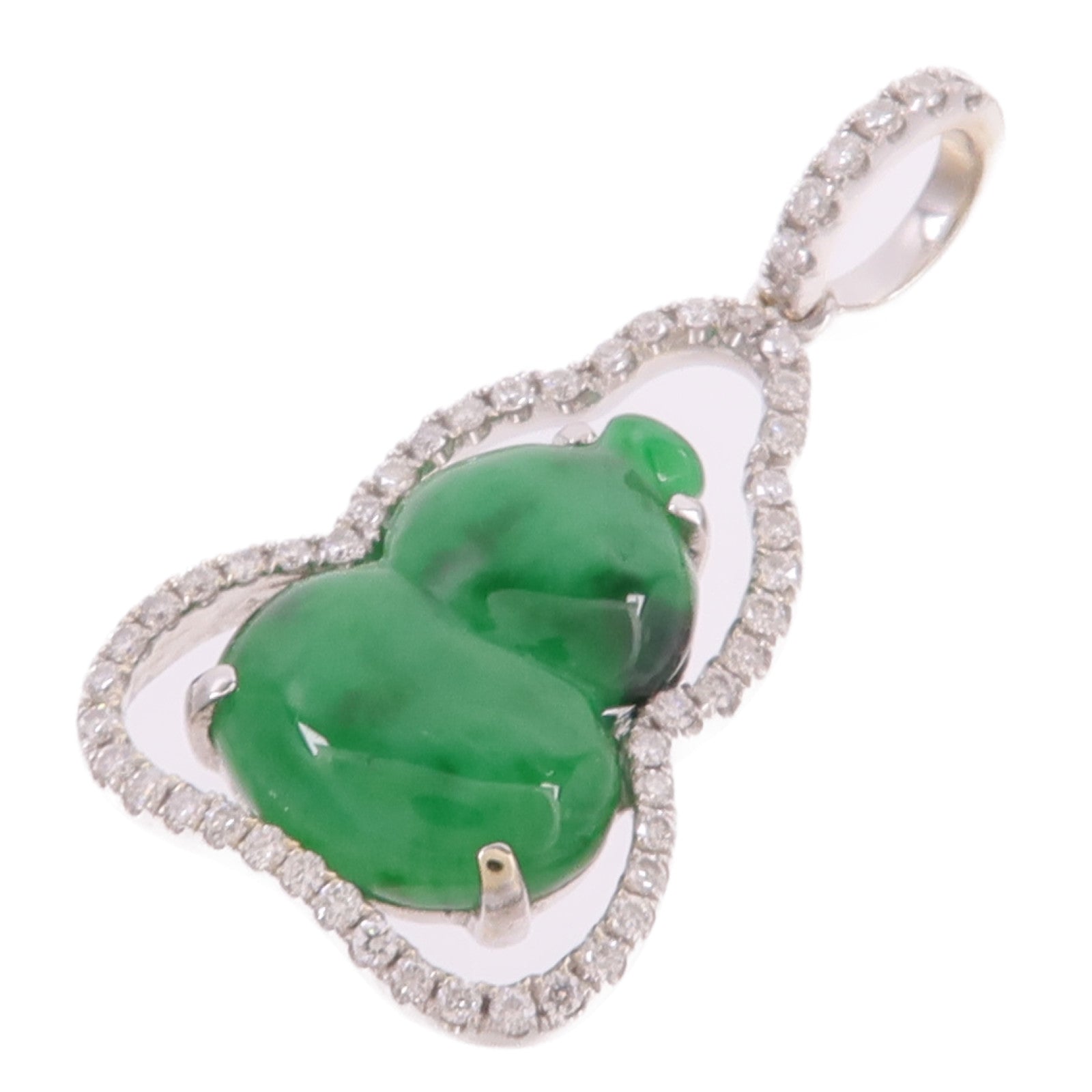 JEWELRY 18K白金Jade Diamond Pendant Top翡翠/鑽石吊墜