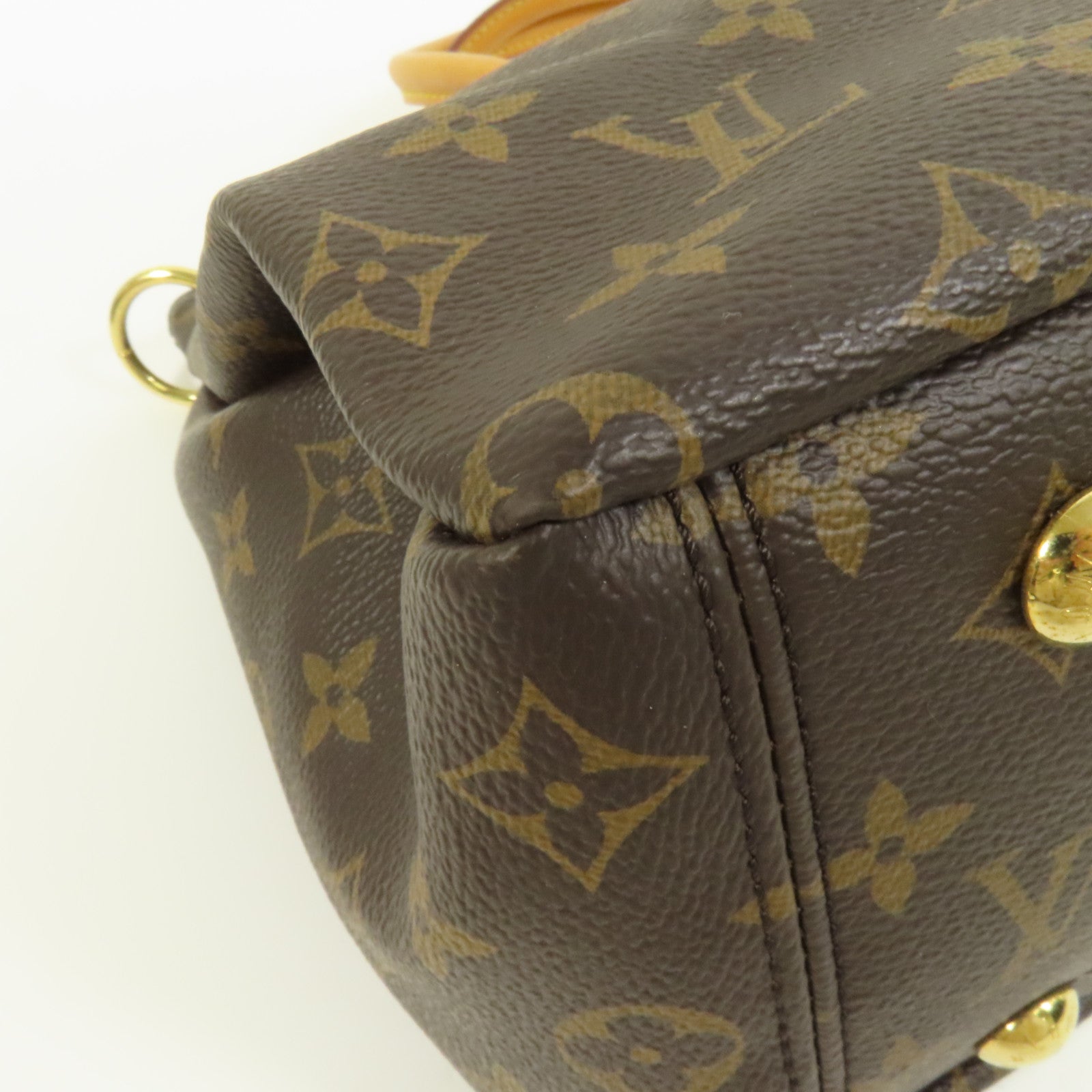 LOUIS VUITTON Monogram Pallas金扣手挽肩背兩用袋棕色/紅色