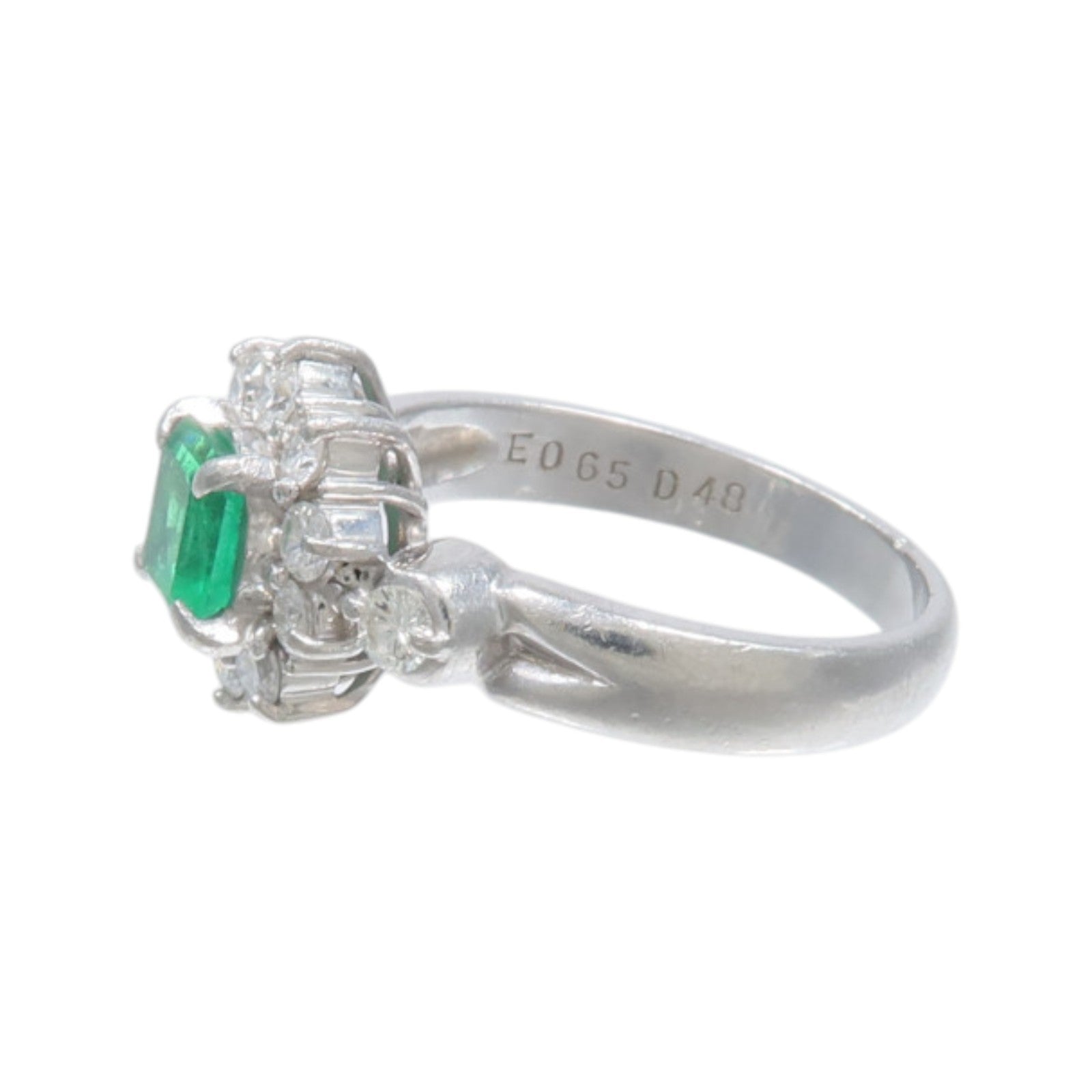 JEWELRY PT900鉑金Emerald Diamond Ring綠寶石/鑽石戒指