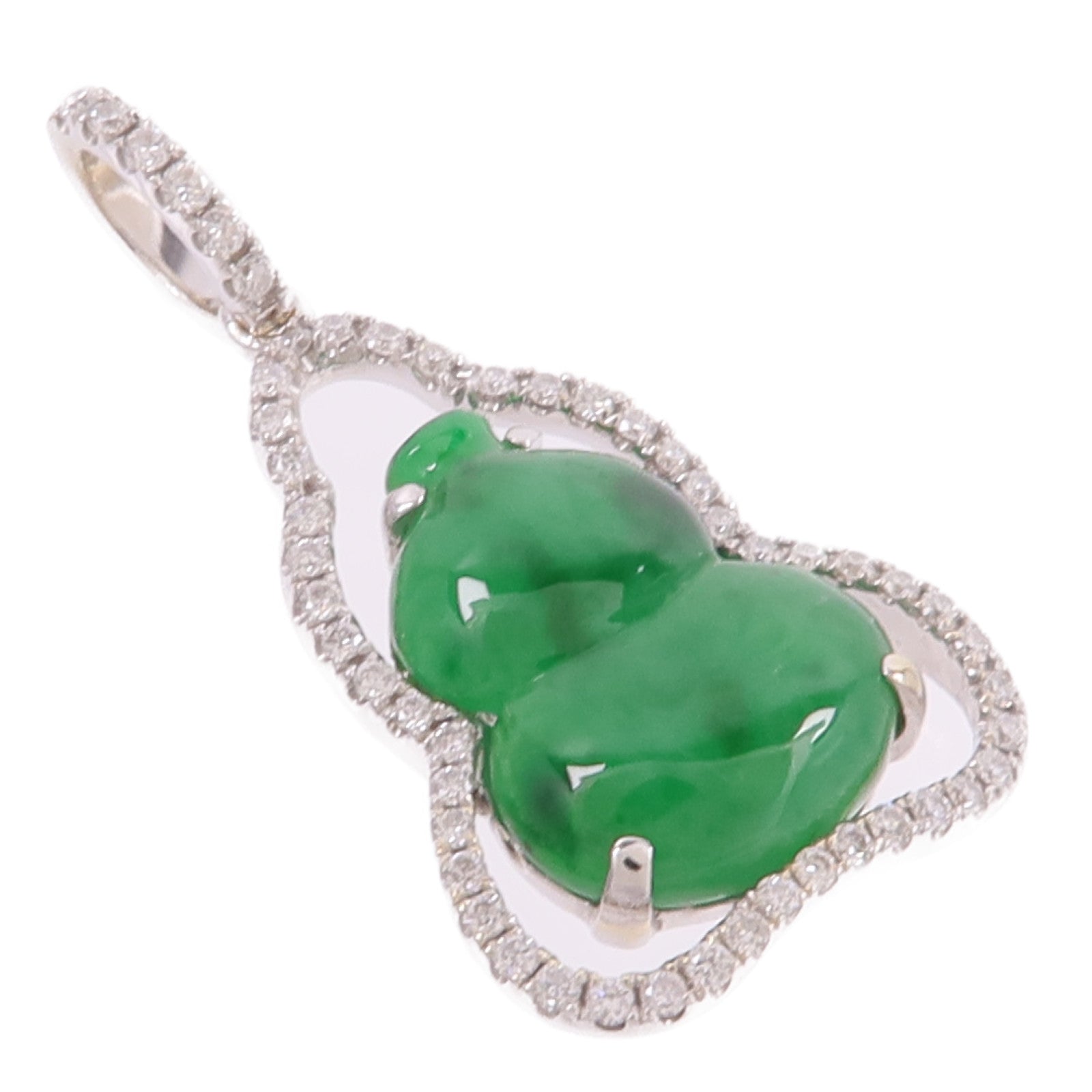 JEWELRY 18K白金Jade Diamond Pendant Top翡翠/鑽石吊墜