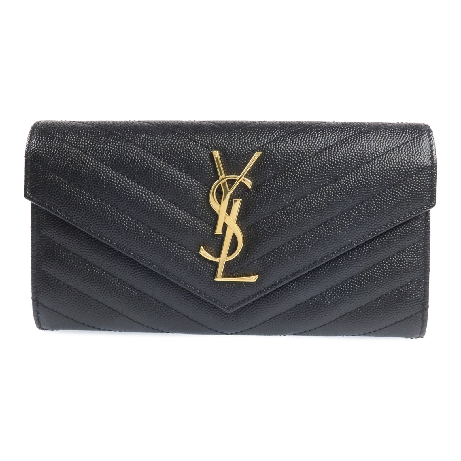 SAINT LAURENT 牛皮皮革Long Wallet金扣長錢包