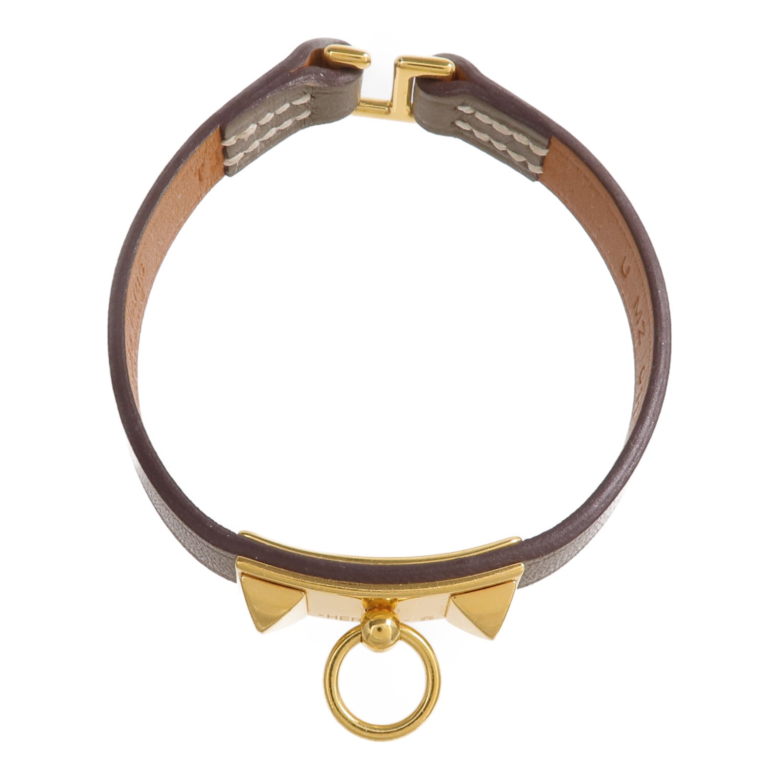 HERMES 【激減優惠】Swift皮革Rivale Mini Bracelet金扣手鏈Etoupe