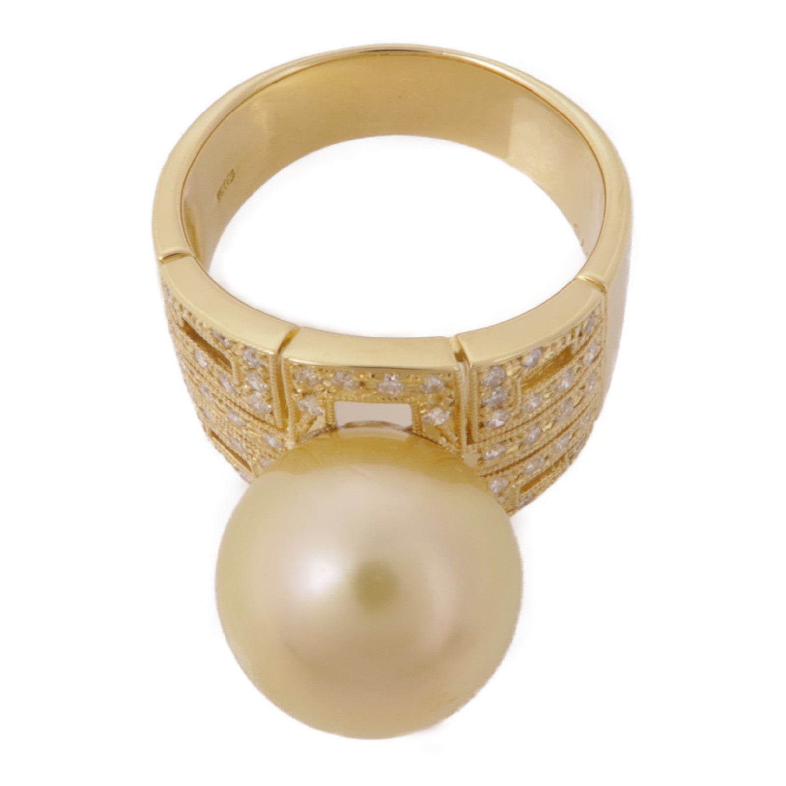 JEWELRY 18K黃金Pearl/Diamond Ring 珍珠/鑽石戒指US#8