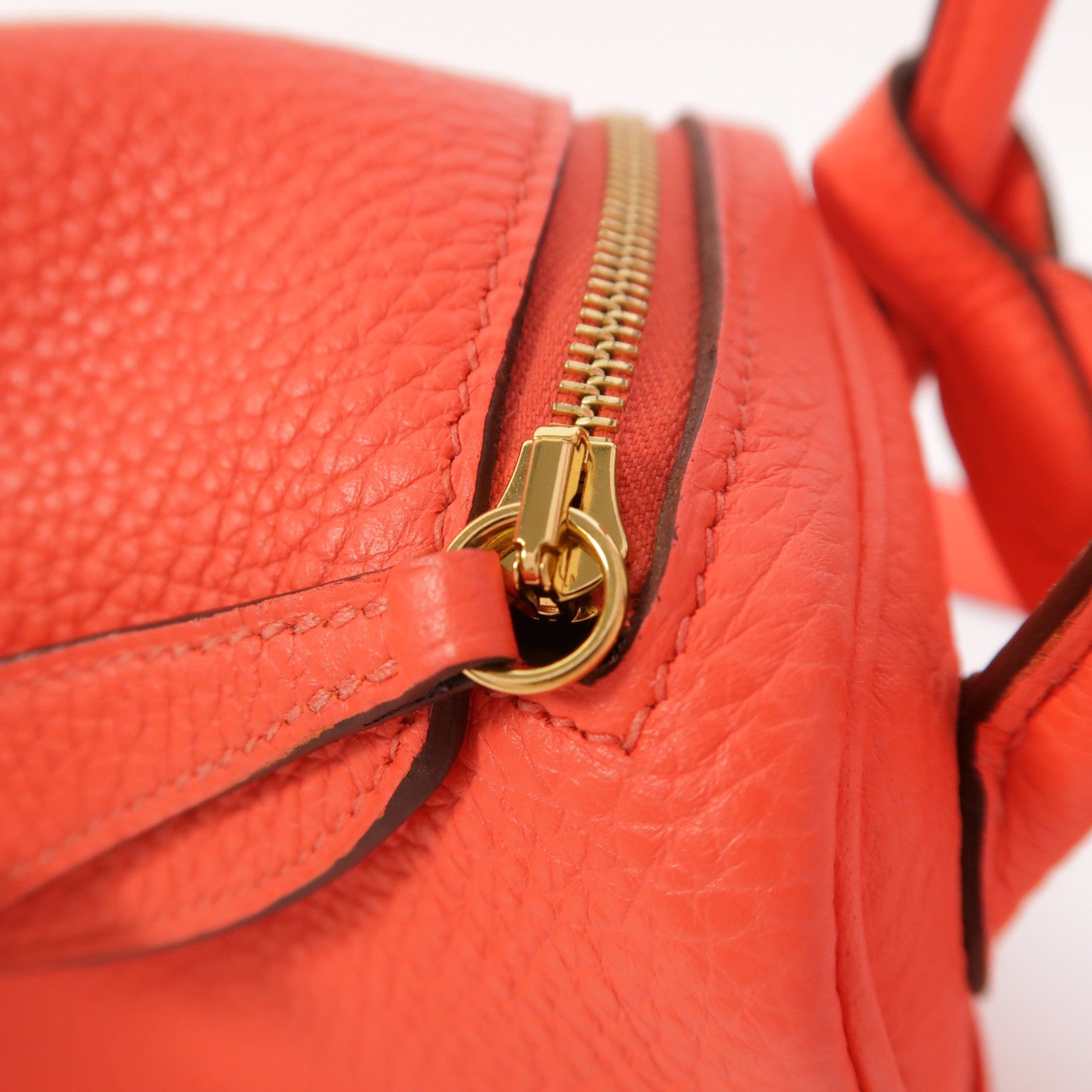 HERMES Clemence皮革Mini Lindy金扣手挽肩背兩用袋Rose Texas