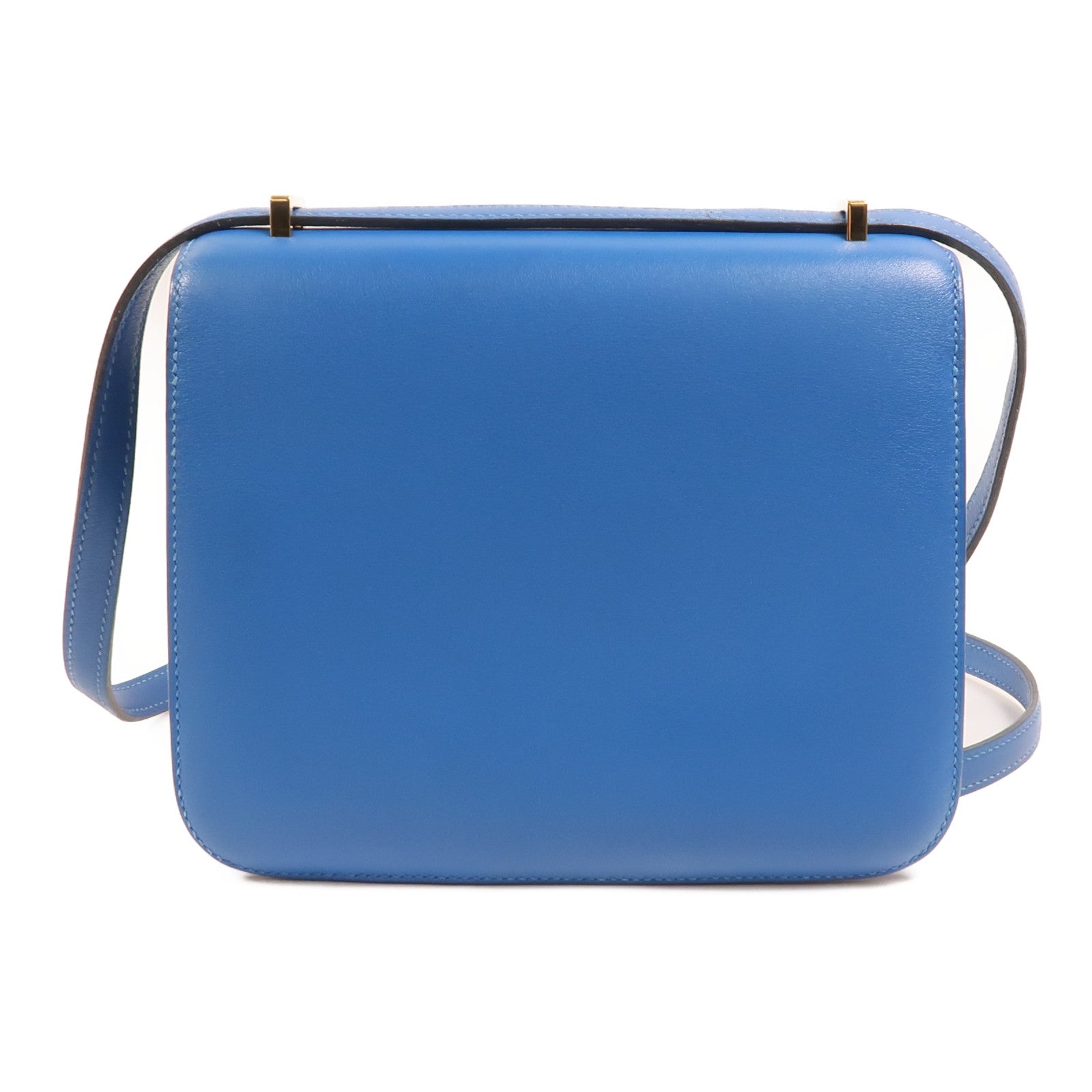 HERMES Swift皮革Constance Mini金扣肩背袋Bleu Izmir