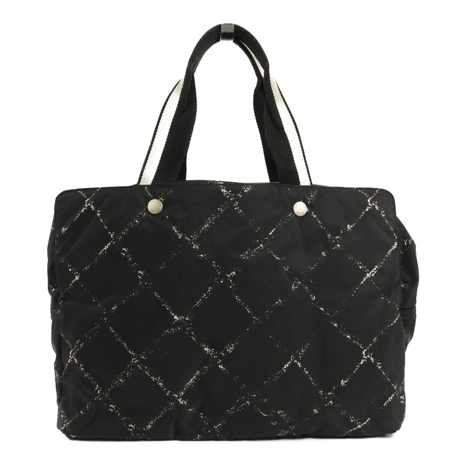 CHANEL 尼龍Travel Line Handbag銀扣手挽袋