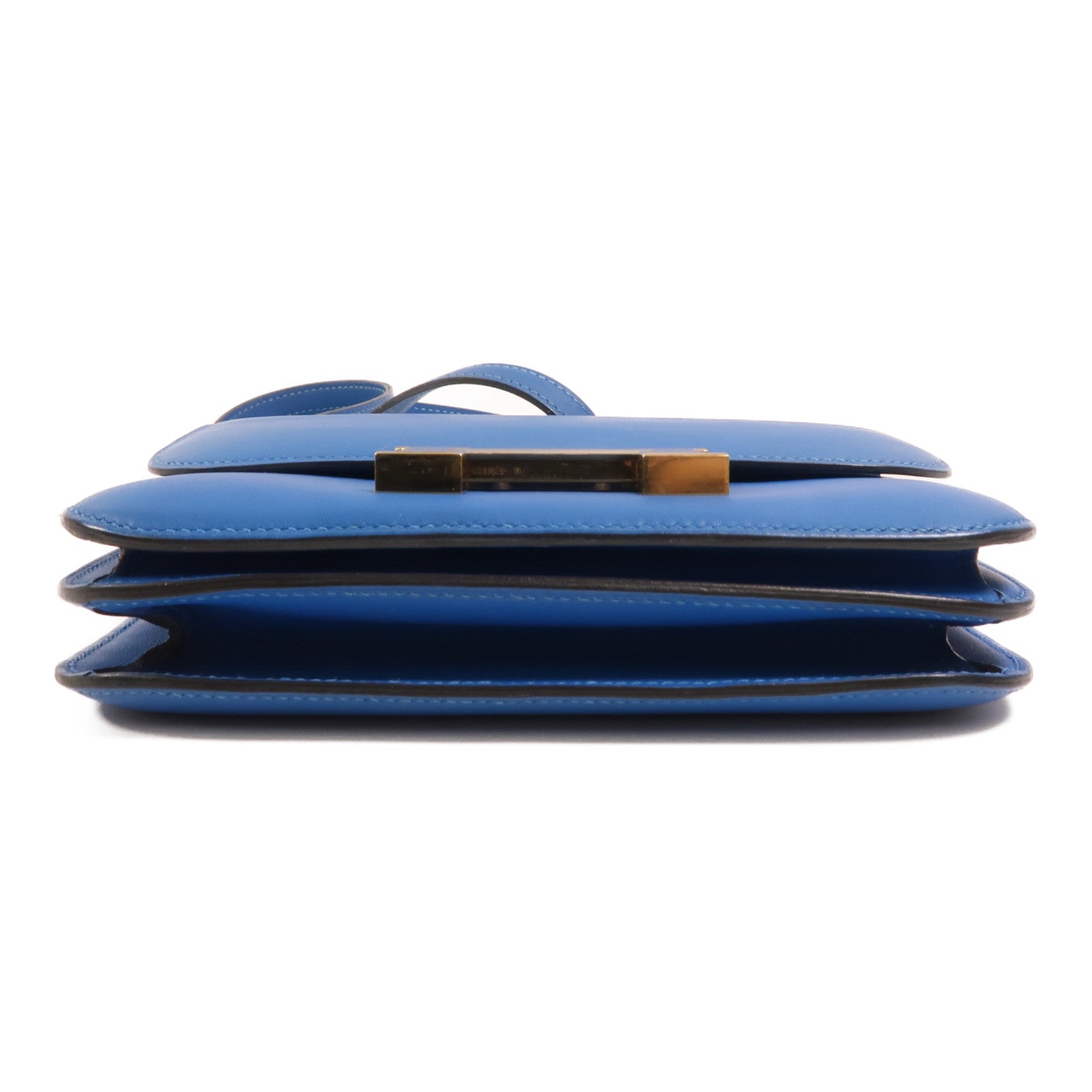HERMES Swift皮革Constance Mini金扣肩背袋Bleu Izmir
